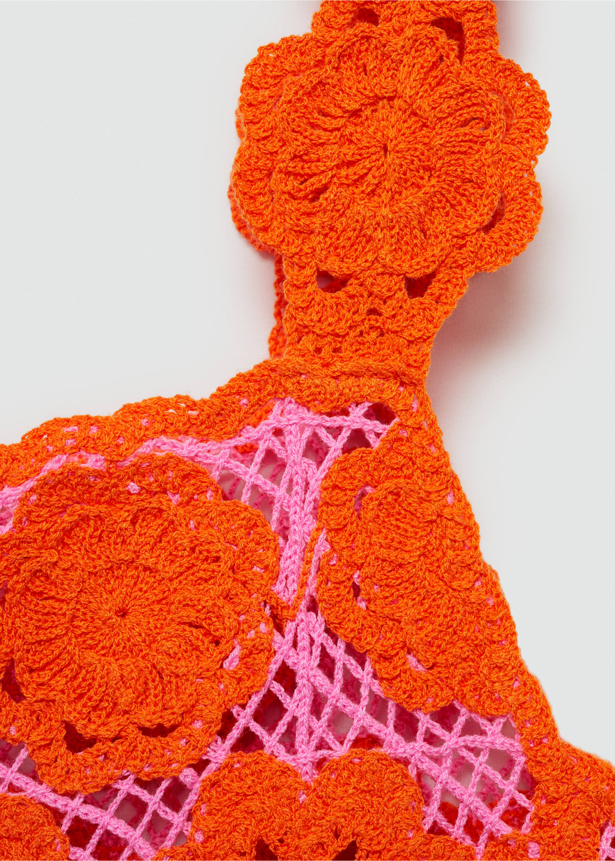 Floral crochet dress - Details of the article 8, Orange. Ref: 77000383-00.