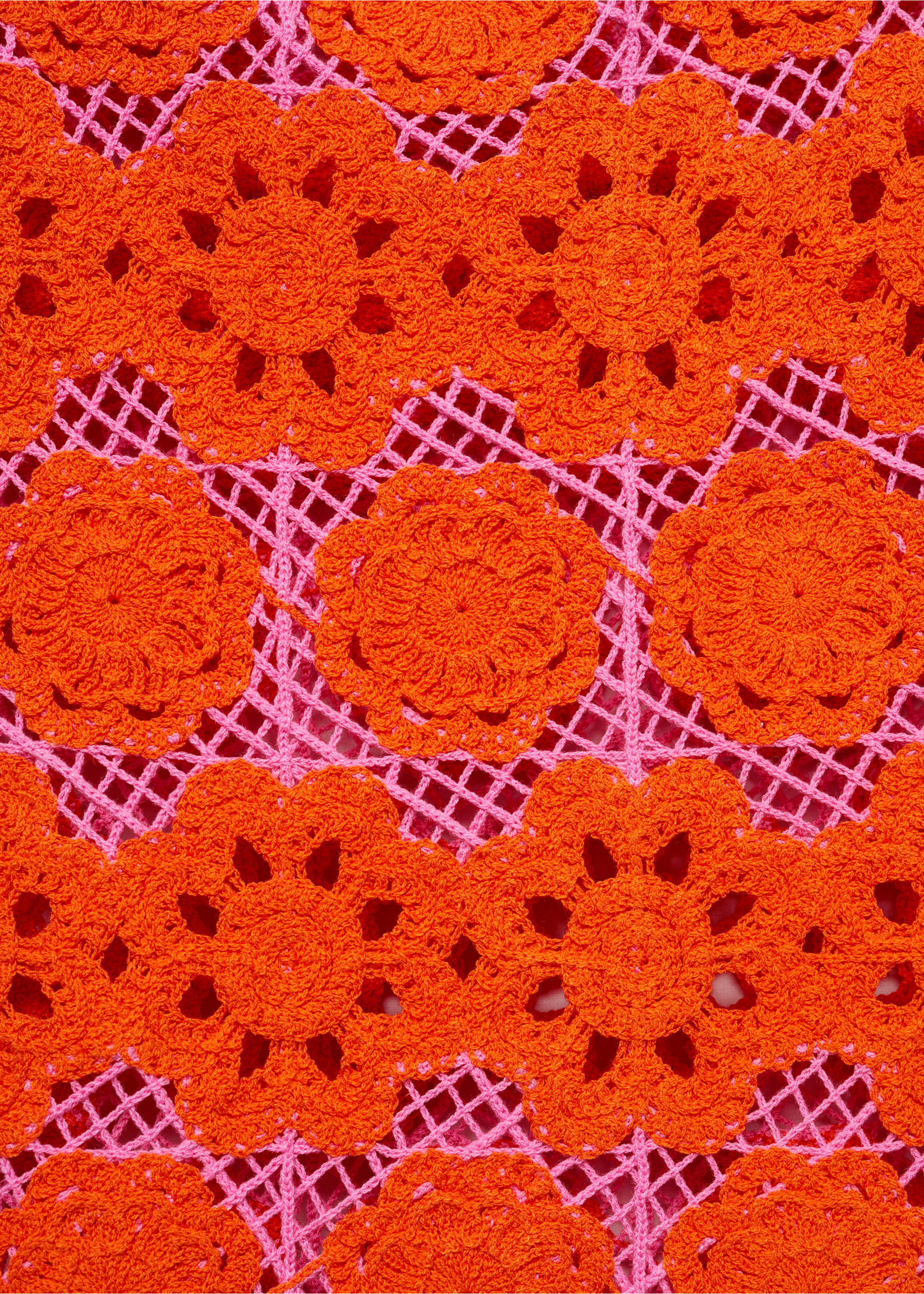 Floral crochet dress - Details of the article 0, Orange. Ref: 77000383-00.