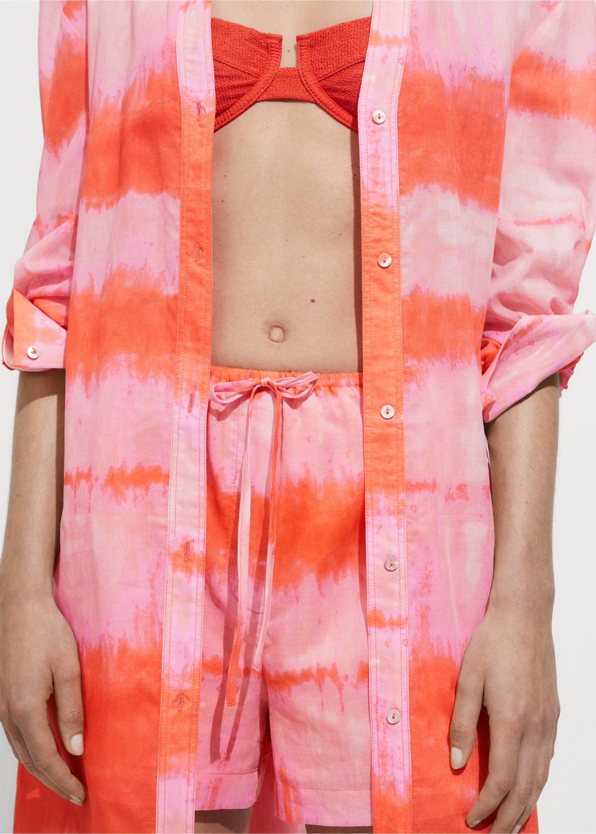 Printed shirt dress - Medium plane, Orange. Ref: 77000388-00.