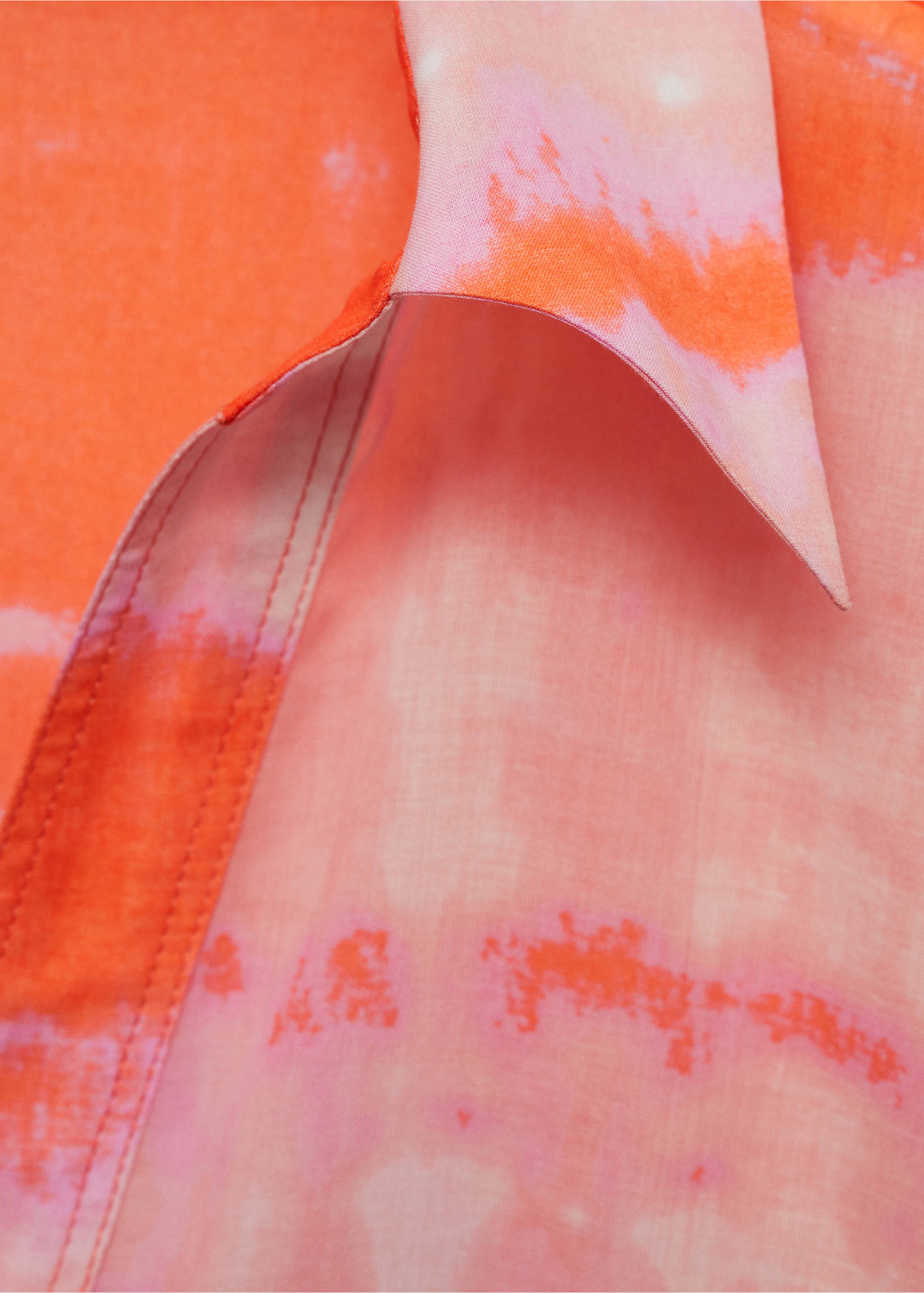 Printed shirt dress - Details of the article 8, Orange. Ref: 77000388-00.