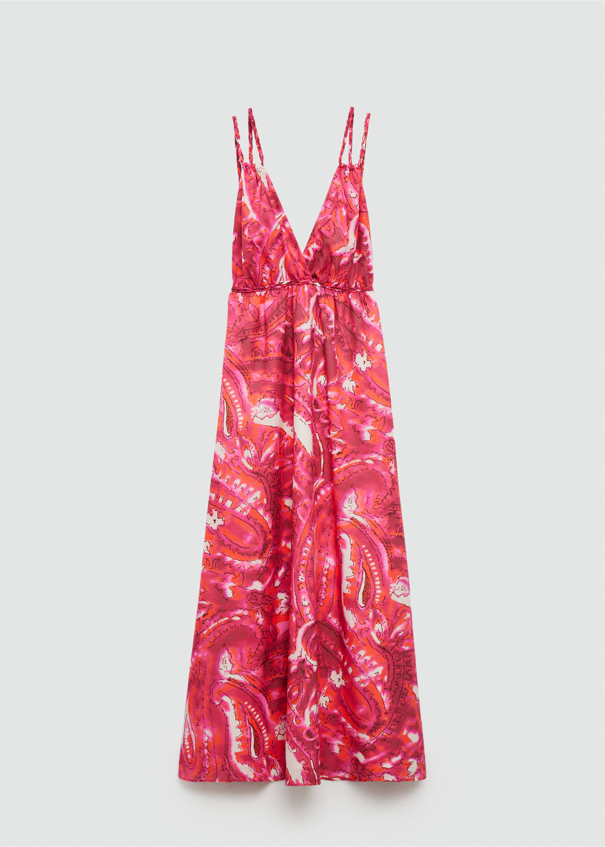 Printed dress with double straps - Article without model, Fuchsia. Ref: 77000390-00.