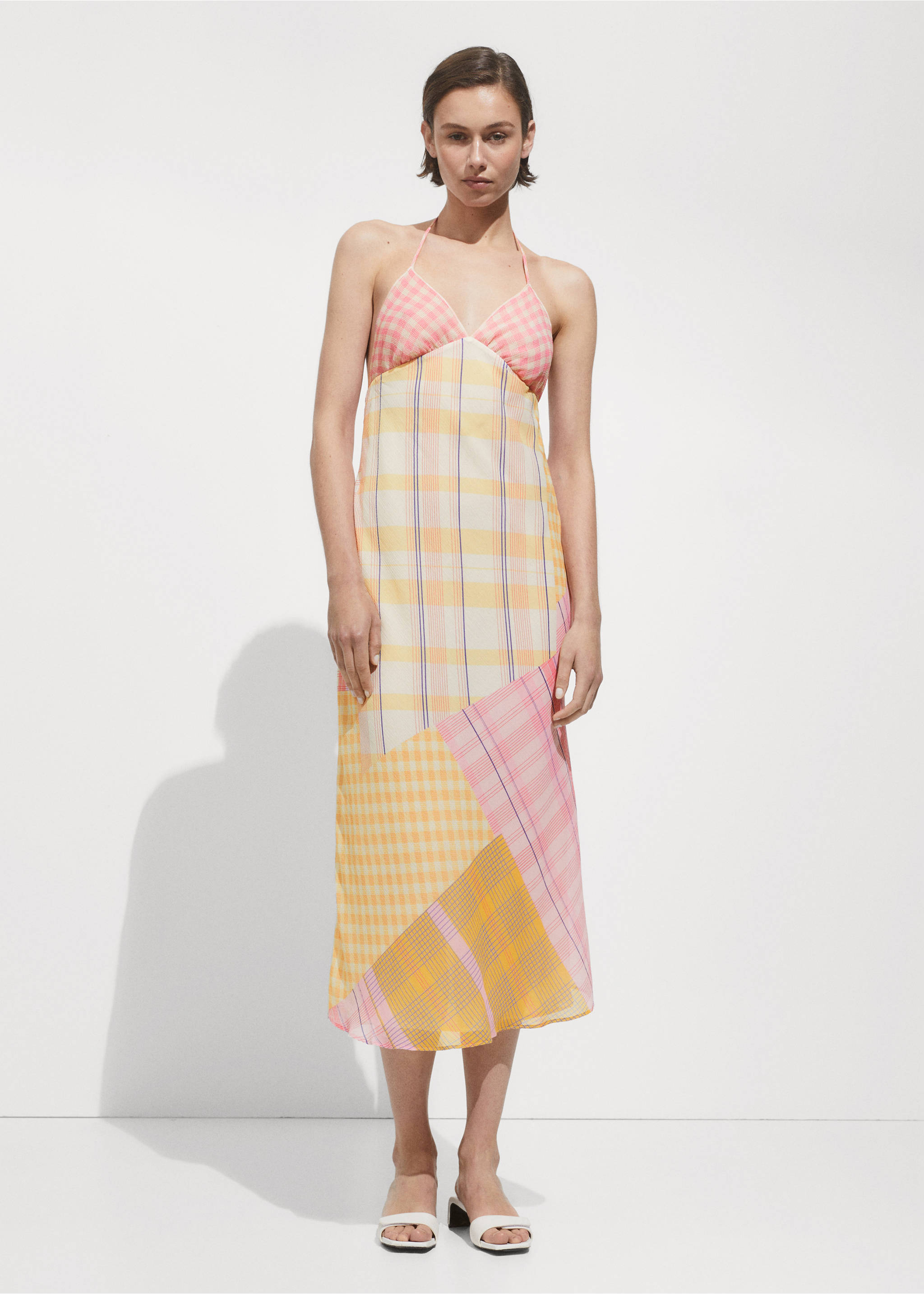 Printed halter-neck dress - General plane, Ecru. Ref: 77000391-00.