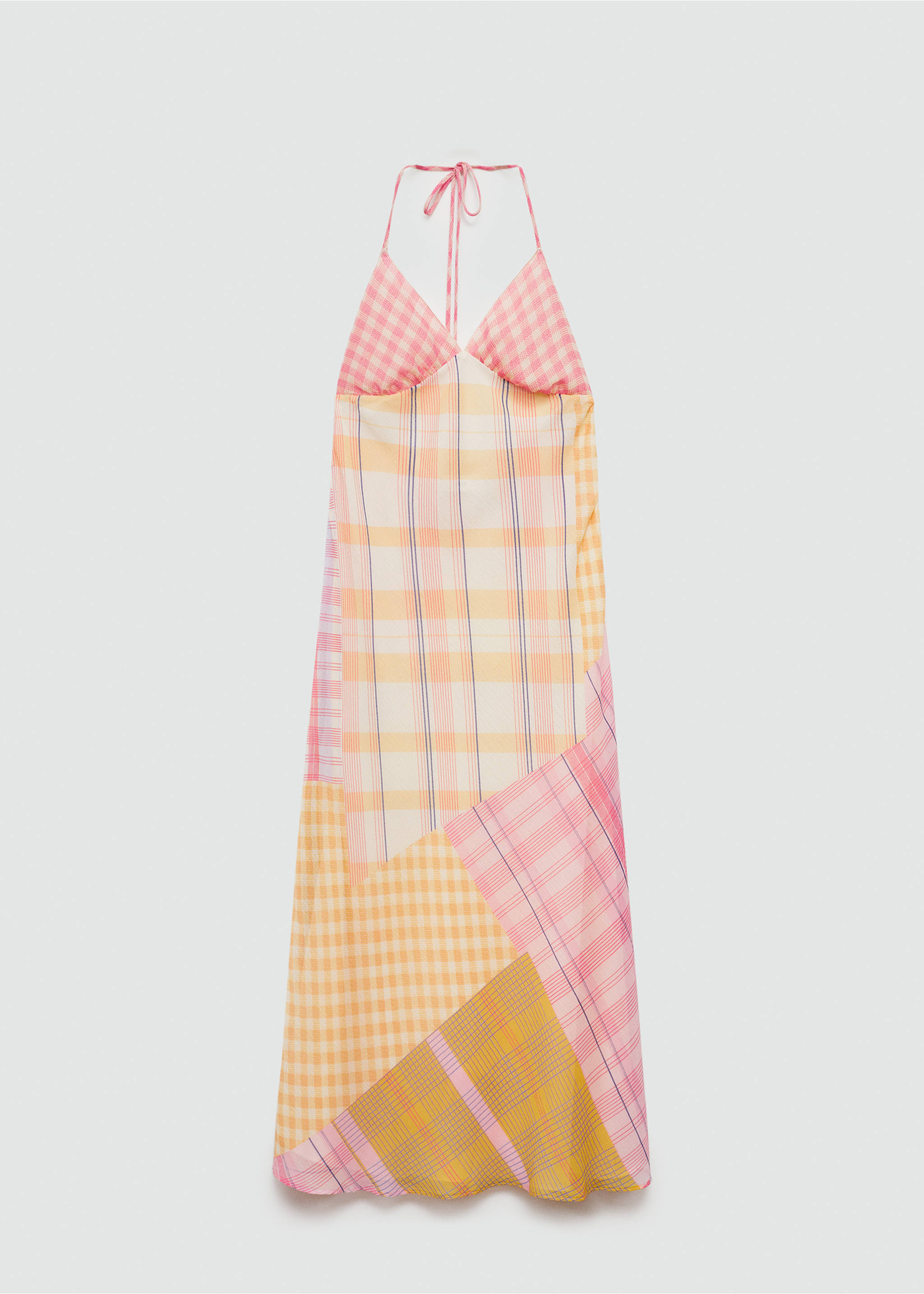 Printed halter-neck dress - Article without model, Ecru. Ref: 77000391-00.