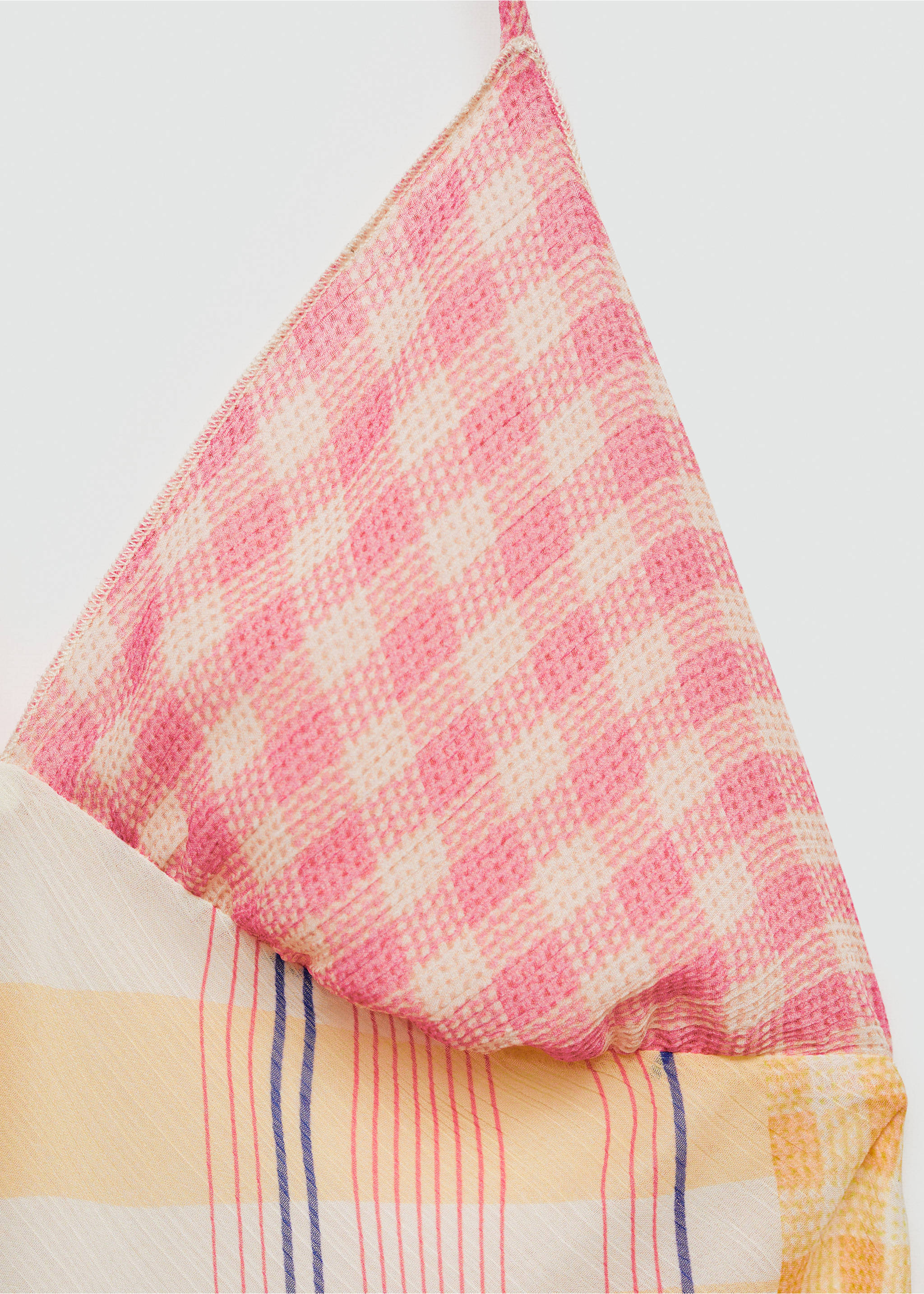 Printed halter-neck dress - Details of the article 8, Ecru. Ref: 77000391-00.