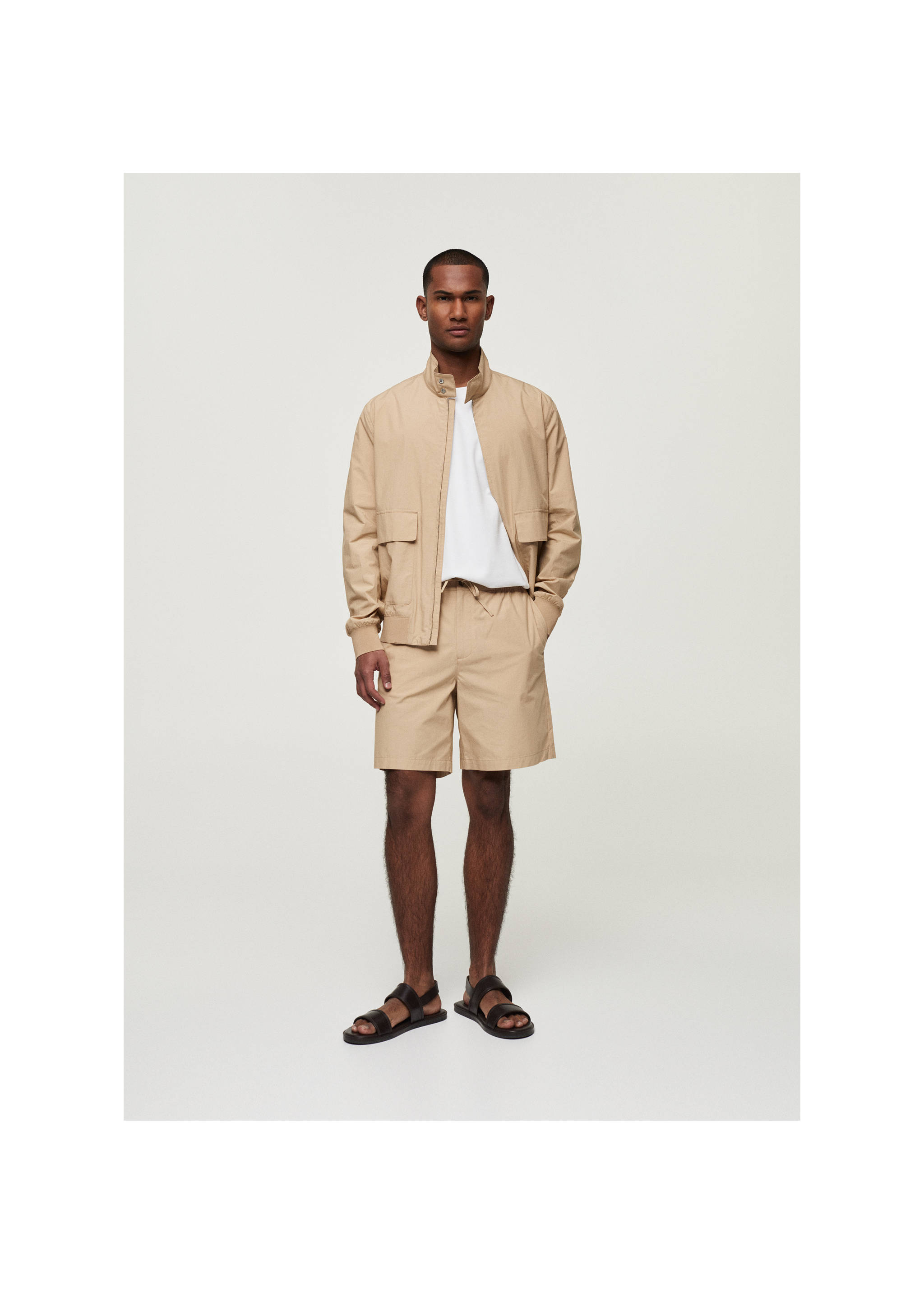 100% cotton jacket with pockets - General plane, Beige. Ref: 77000569-00.