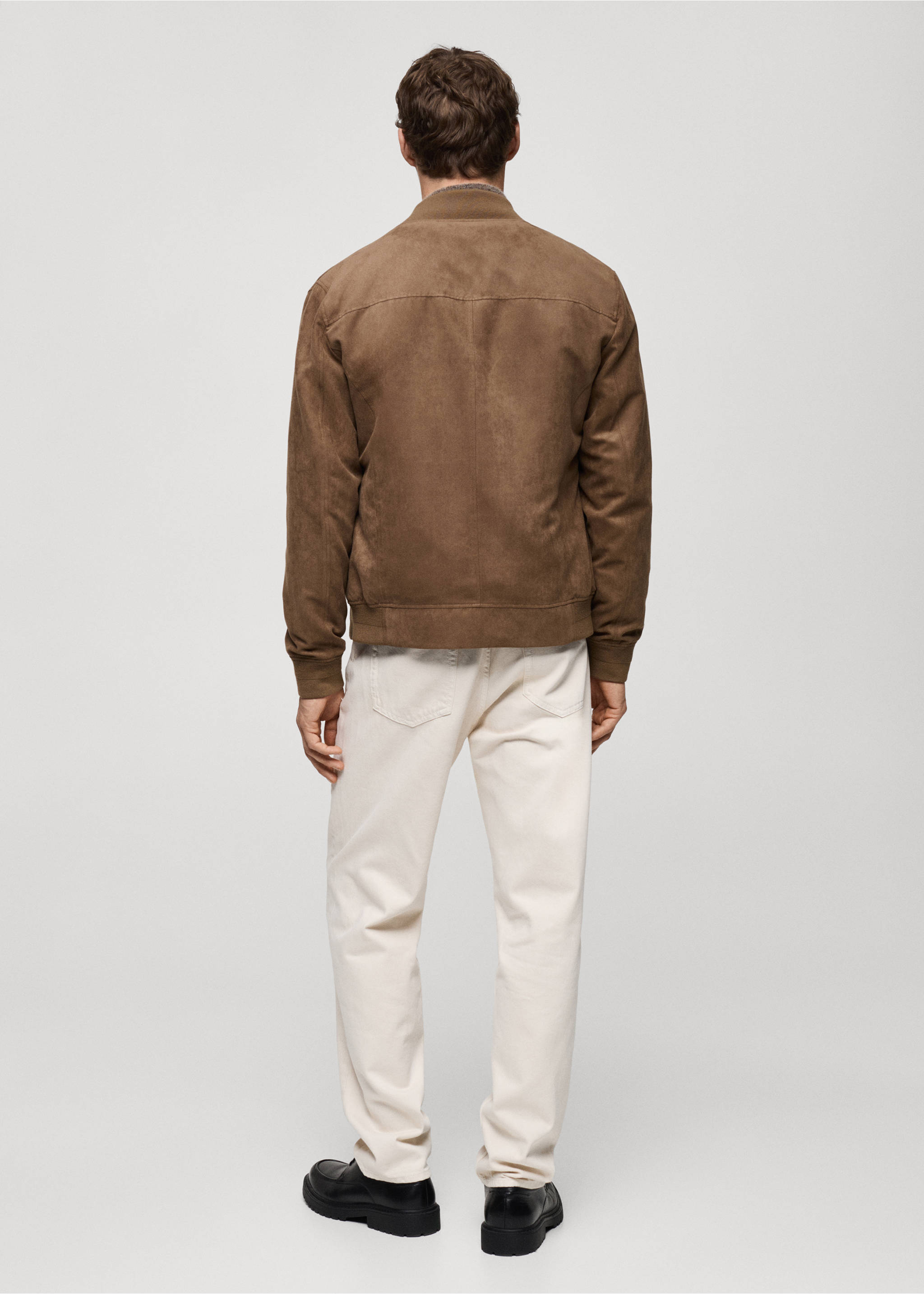 Bomberjacke mit Wildleder-Effekt - Rückseite des Artikels, Beige. Ref: 77000571-00.