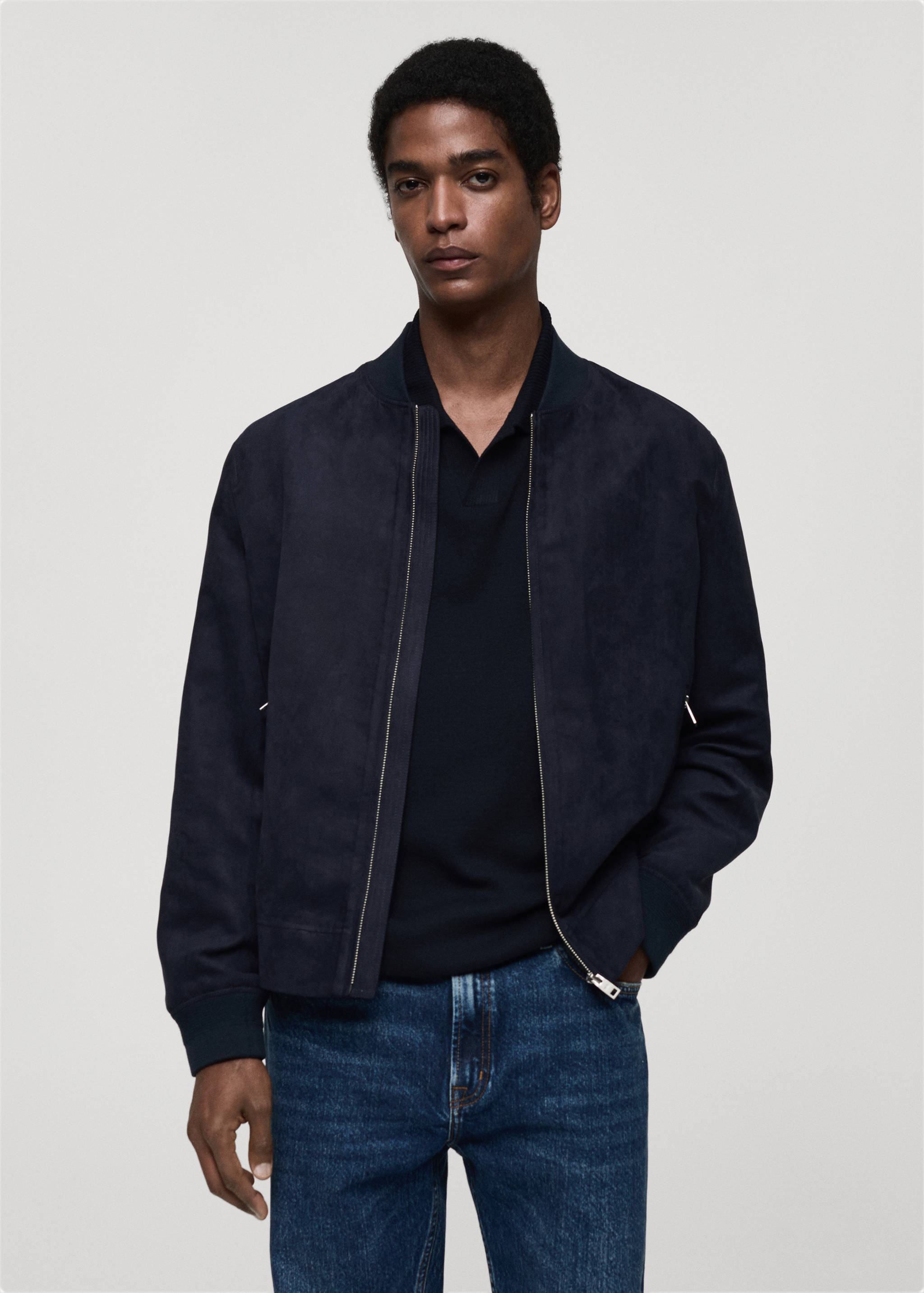 Suede-effect bomber jacket - Medium plane