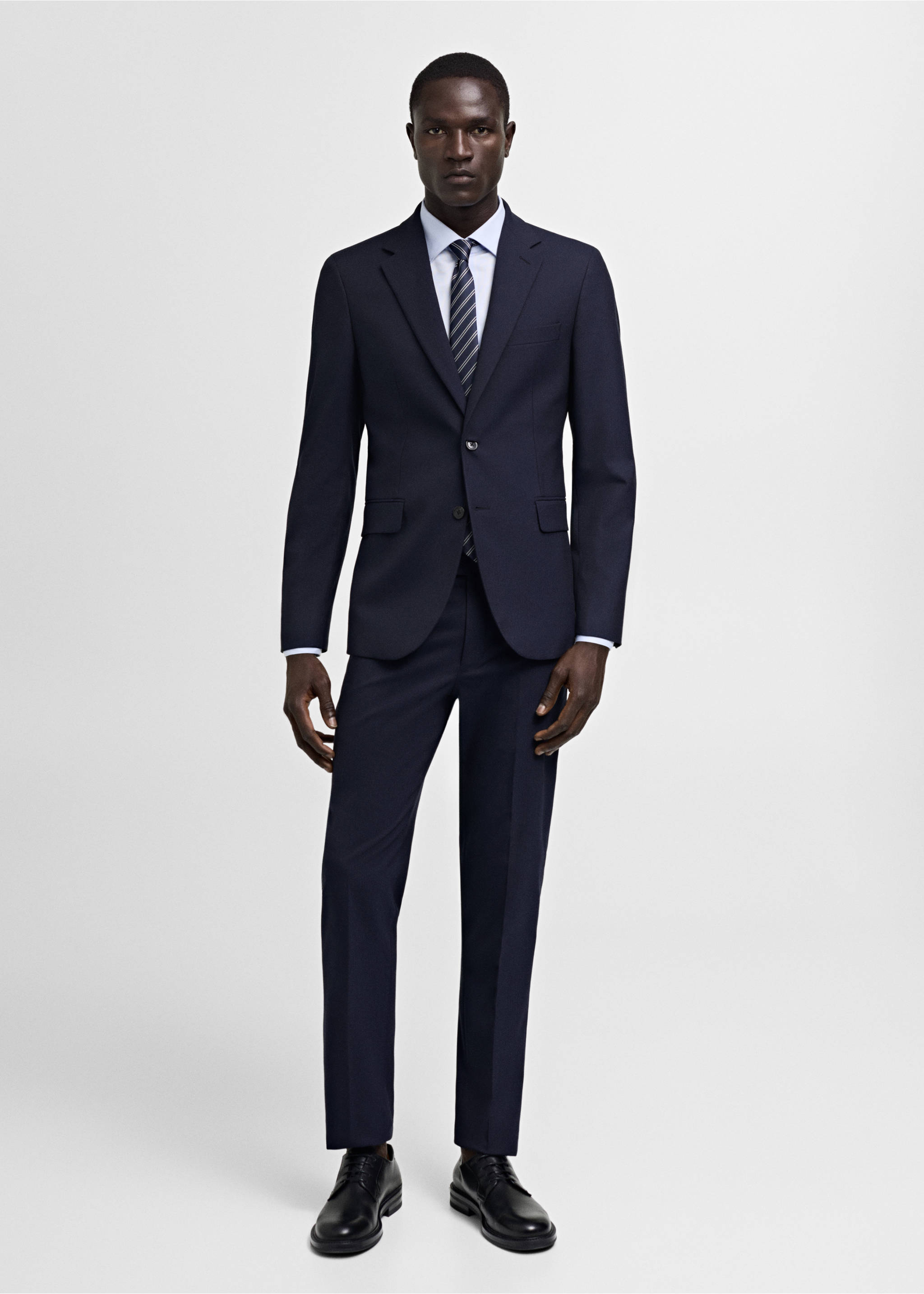 Stretch-fabric slim-fit suit trousers - General plane, Dark Navy. Ref: 77000573-00.