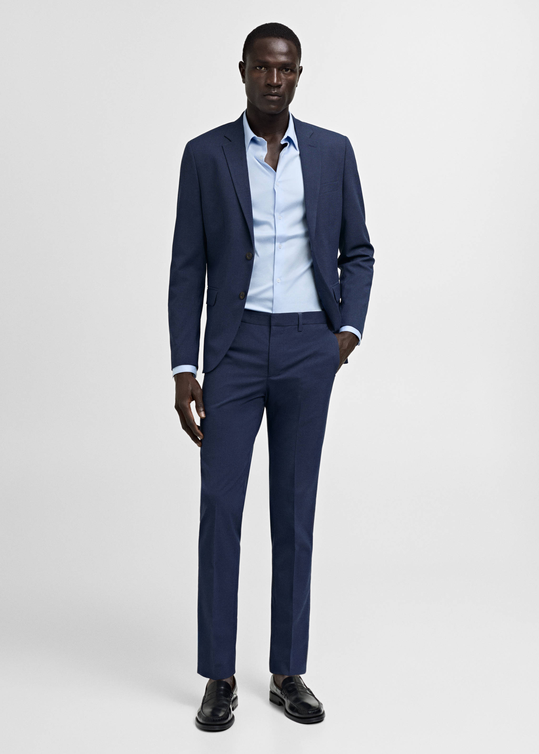 Stretch fabric super slim-fit suit trousers - General plane