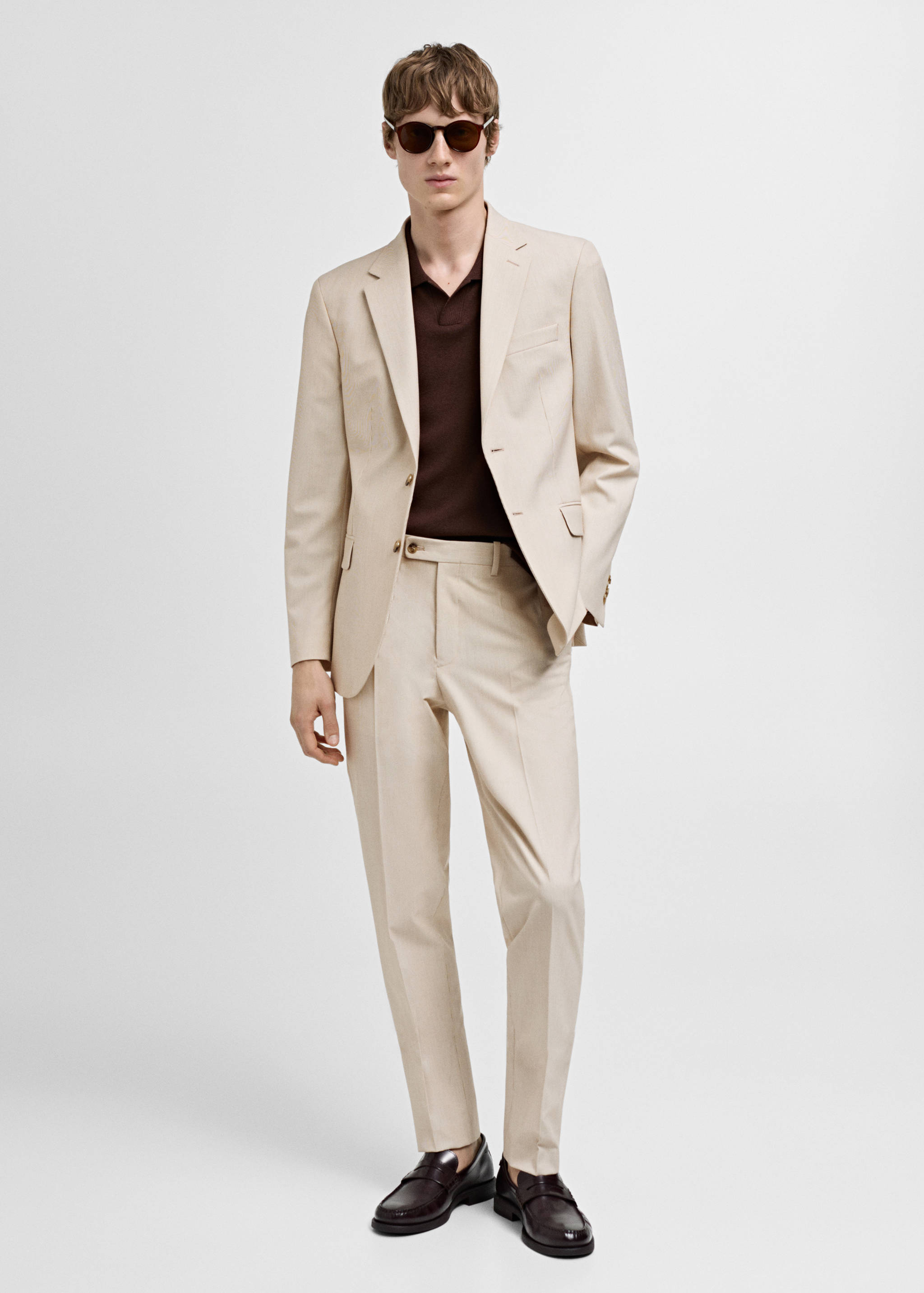 Stretch-fabric slim-fit suit trousers - General plane