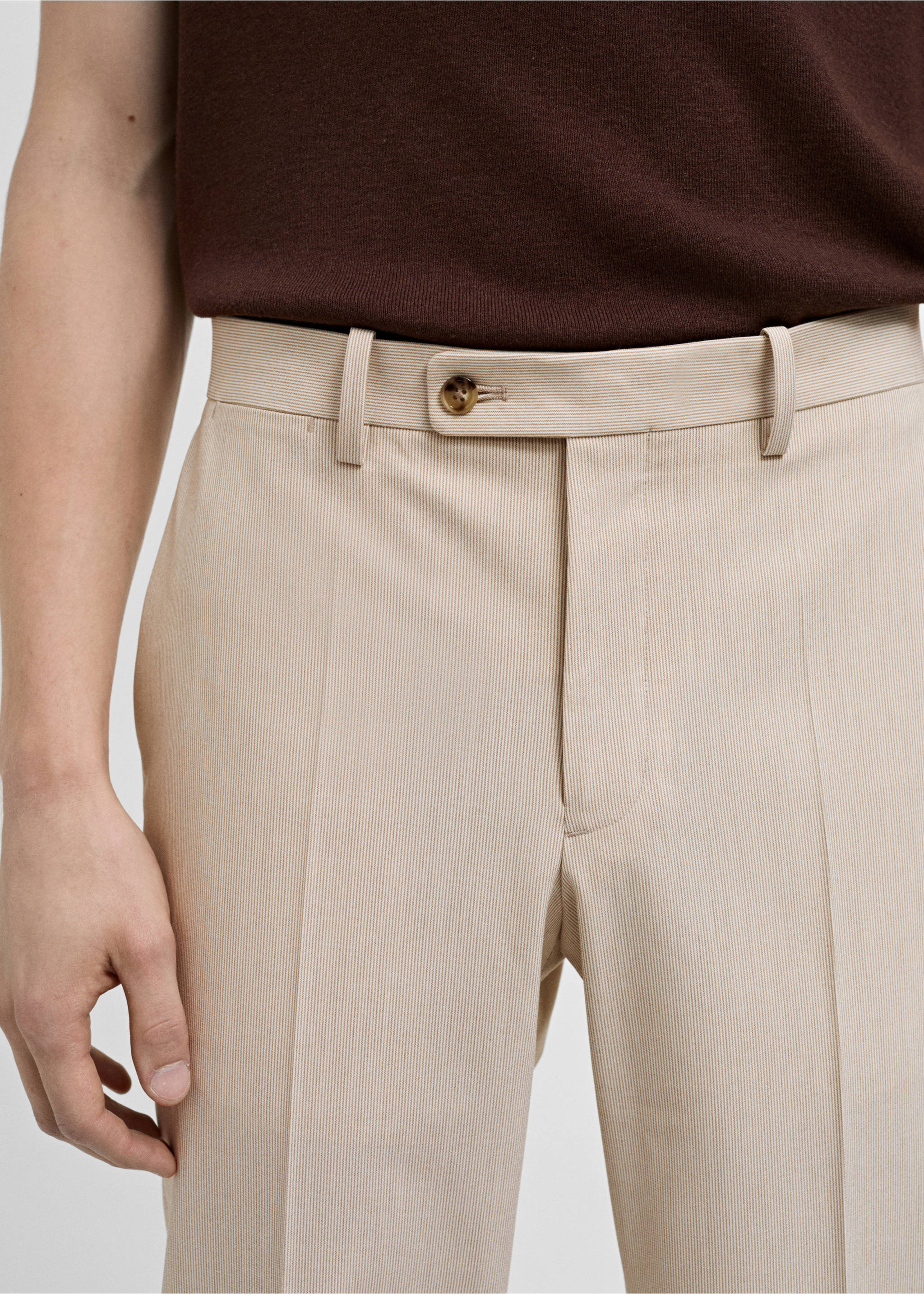 Pantalon costume slim-fit tissu comfort stretch - Détail de l'article 1, Beige. Ref: 77000579-00.