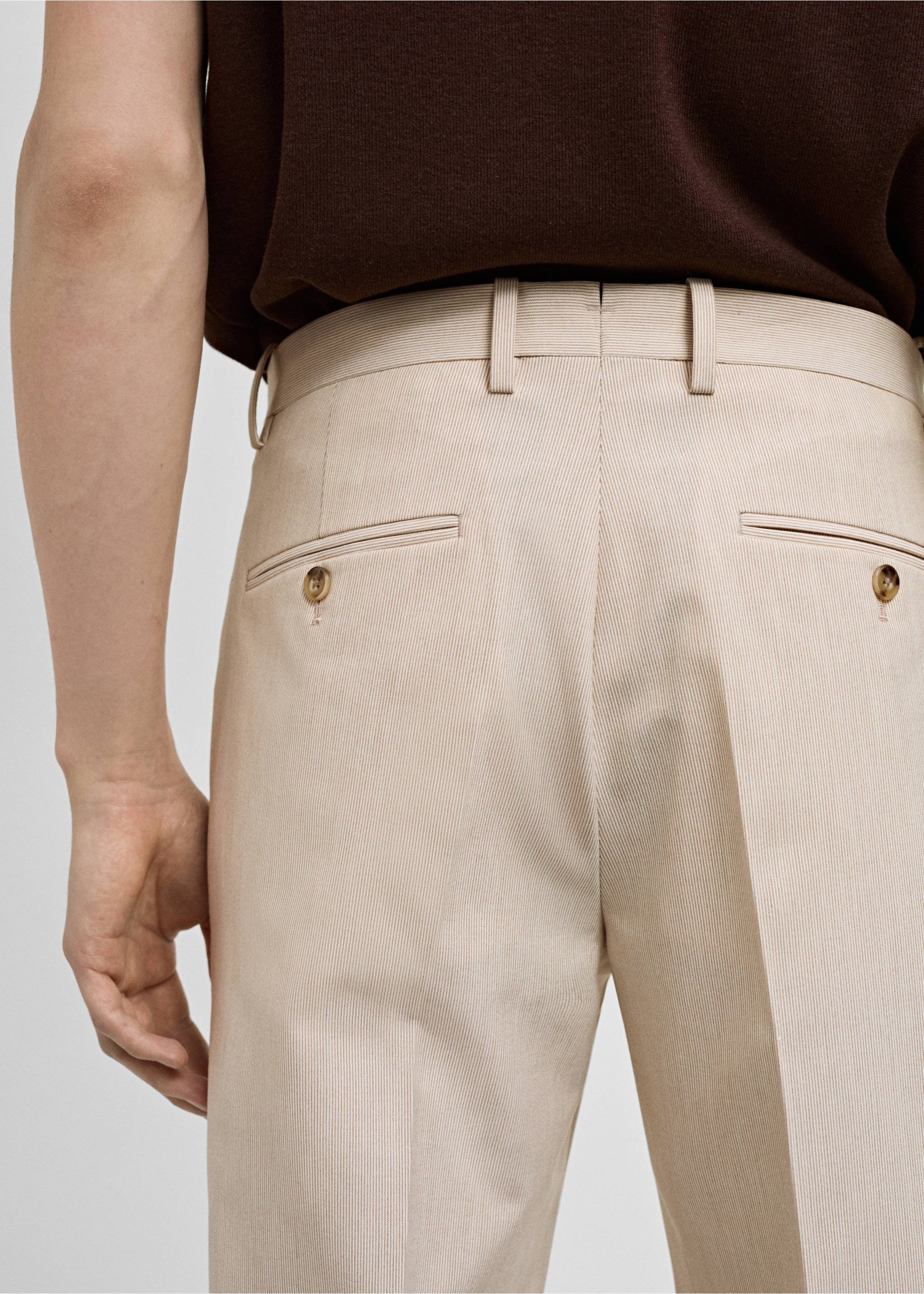 Pantalon costume slim-fit tissu comfort stretch - Détail de l'article 6, Beige. Ref: 77000579-00.