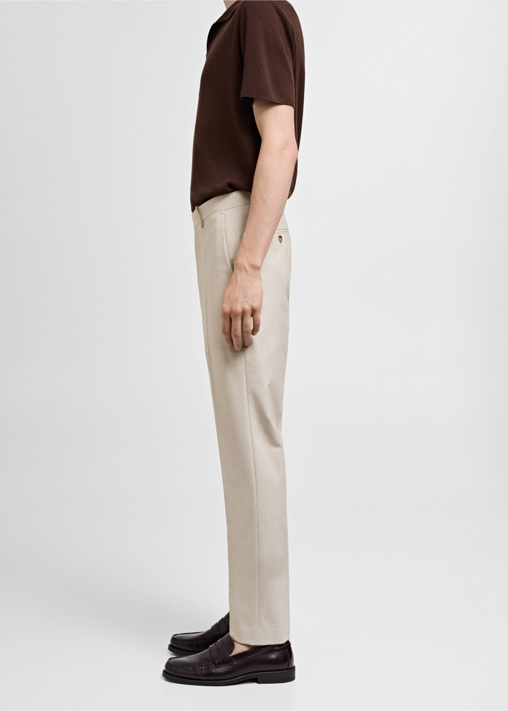 Pantalon costume slim-fit tissu comfort stretch - Détail de l'article 2, Beige. Ref: 77000579-00.