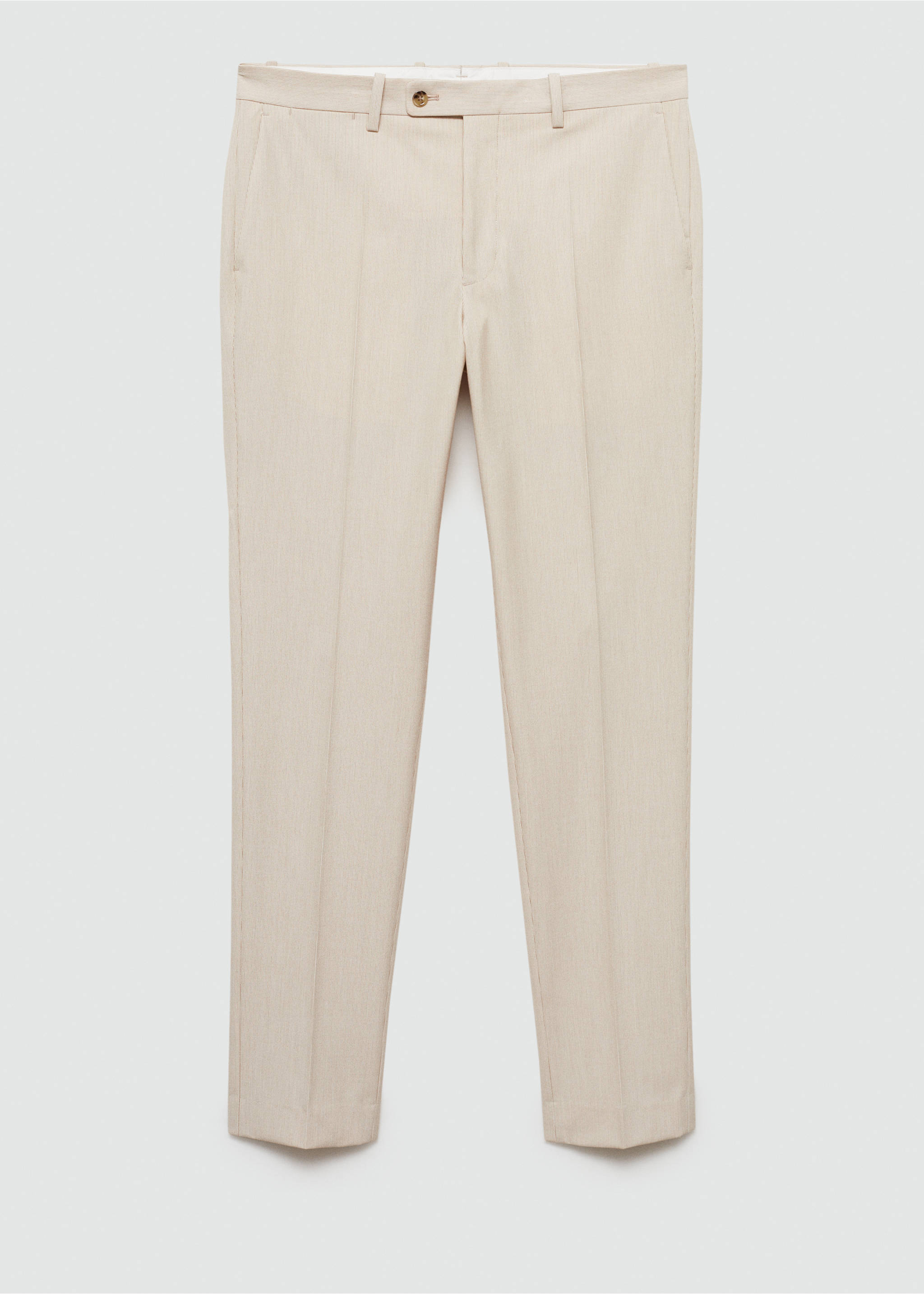 Pantalon costume slim-fit tissu comfort stretch - Article sans modèle, Beige. Ref: 77000579-00.