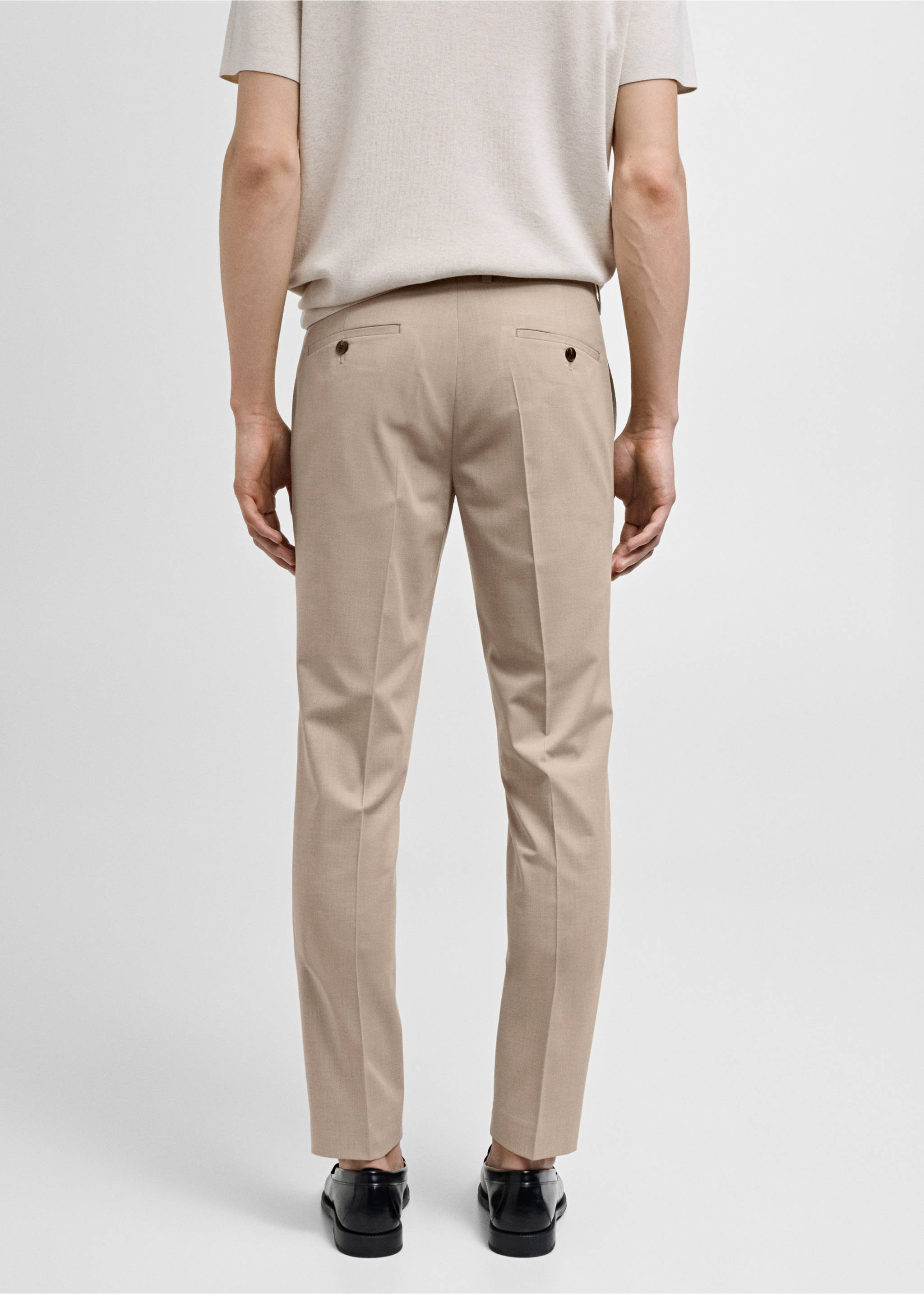 Super Slim Fit-Anzughose aus Stretchstoff - Rückseite des Artikels, Beige. Ref: 77000580-00.