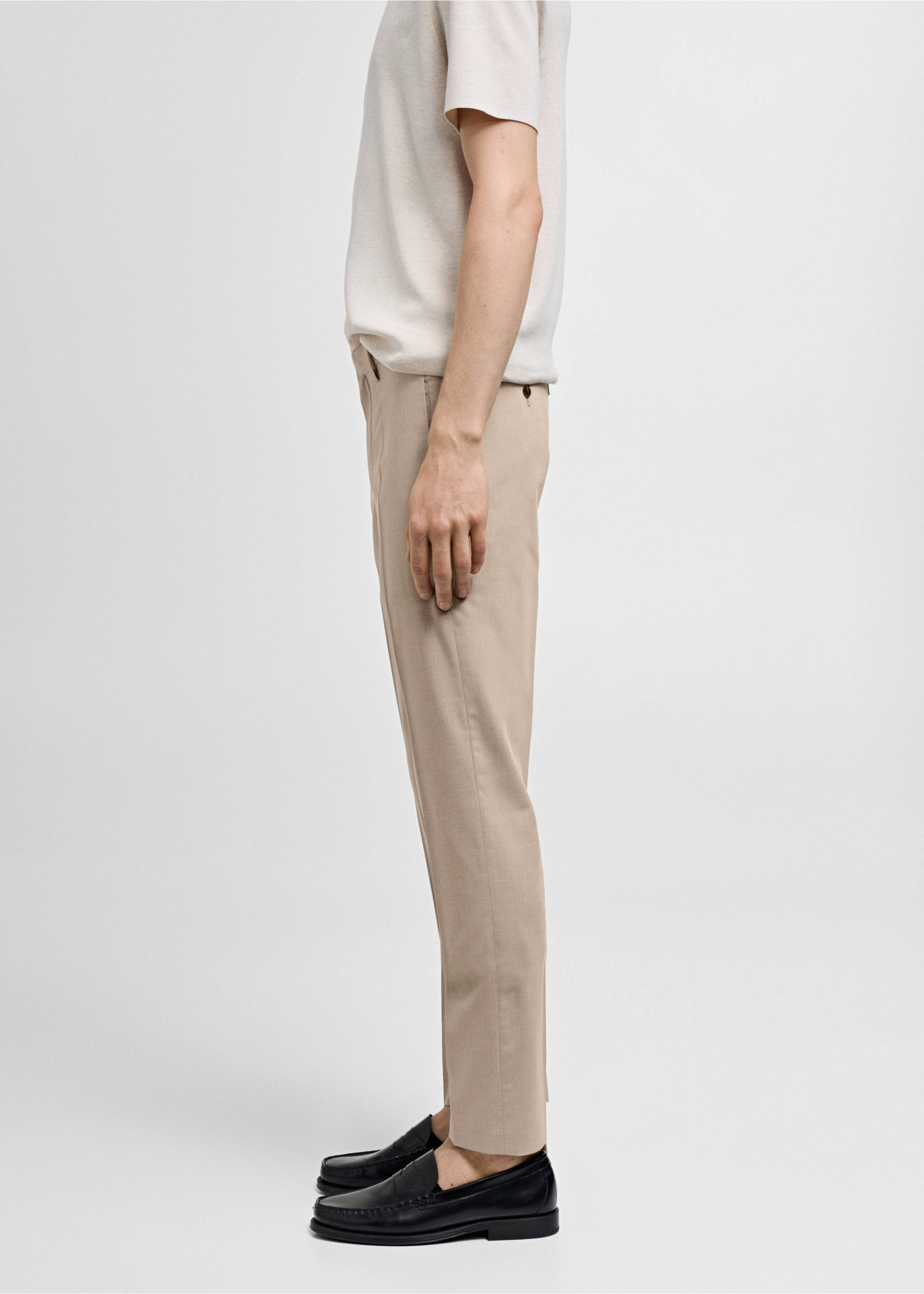 Super Slim Fit-Anzughose aus Stretchstoff - Detail des Artikels 2, Beige. Ref: 77000580-00.