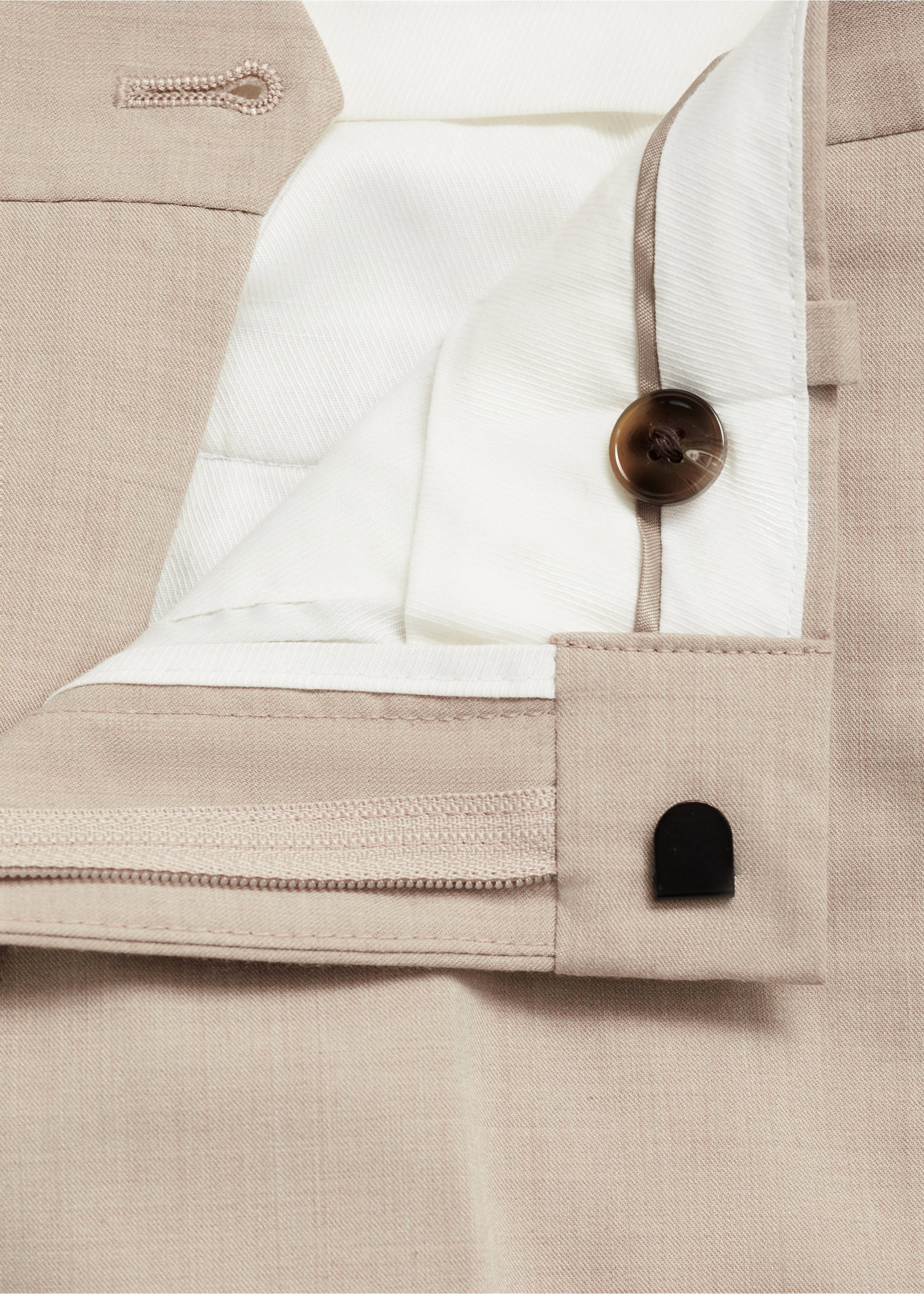 Super Slim Fit-Anzughose aus Stretchstoff - Detail des Artikels 8, Beige. Ref: 77000580-00.