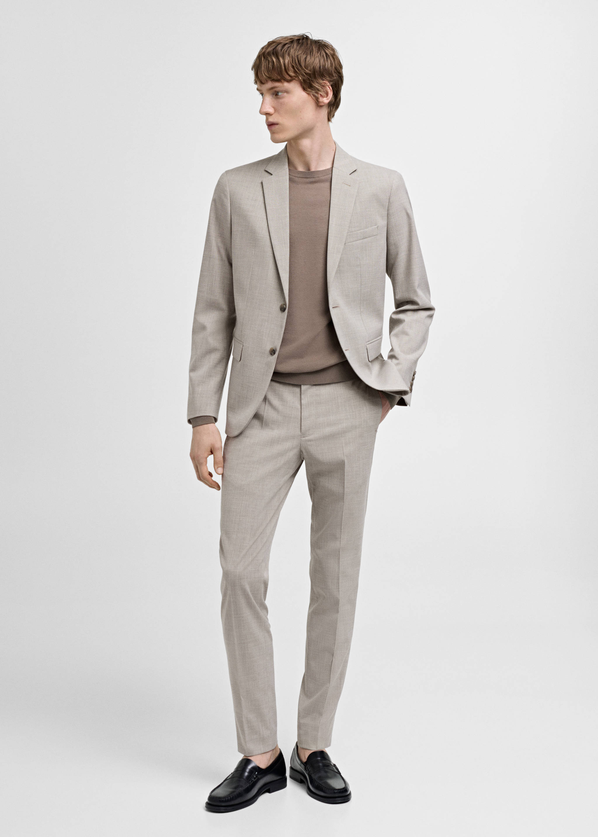 Stretch fabric super slim-fit suit trousers - General plane