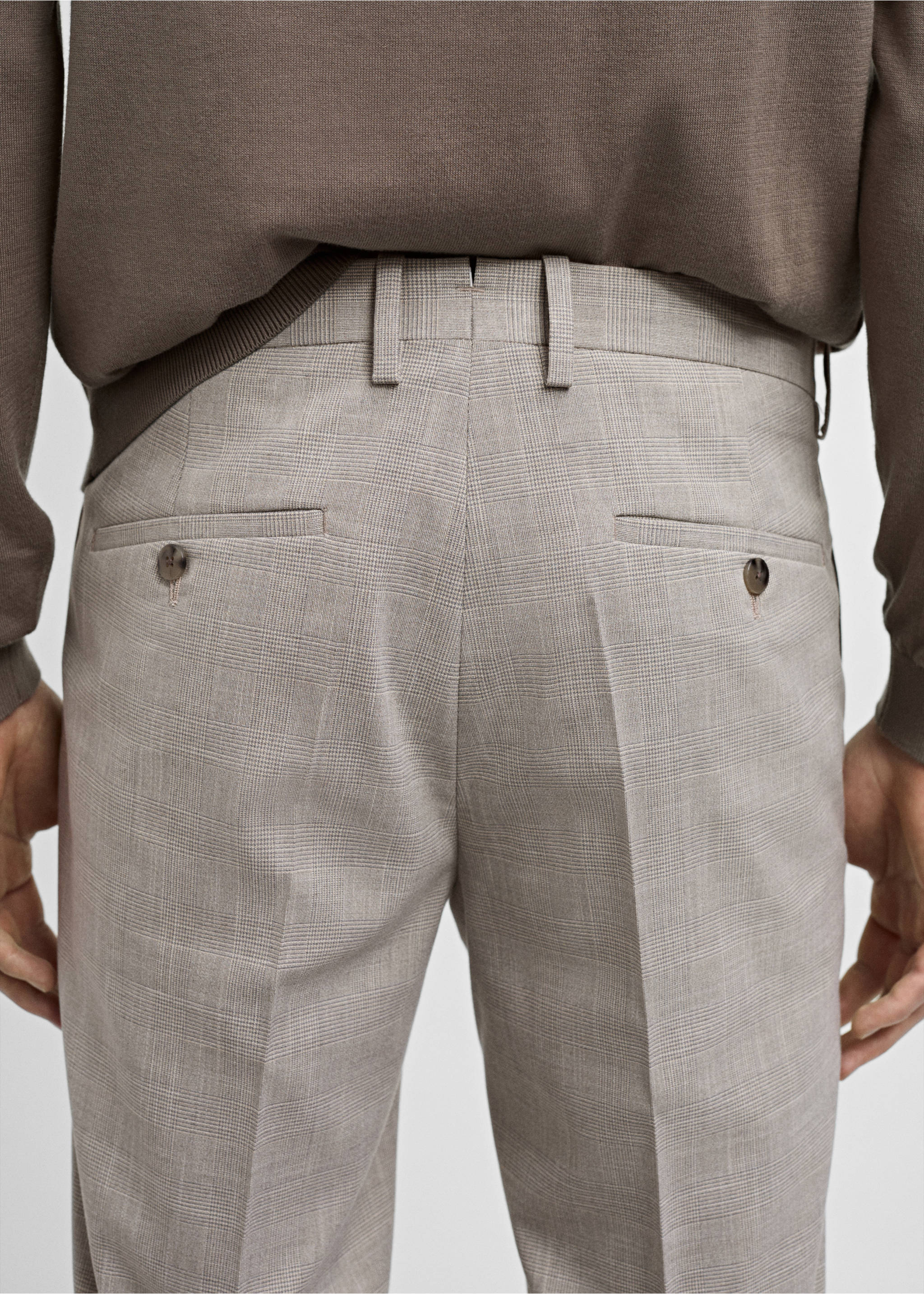 Super Slim Fit-Anzughose aus Stretchstoff - Detail des Artikels 6, Hellgrau meliert. Ref: 77000581-00.