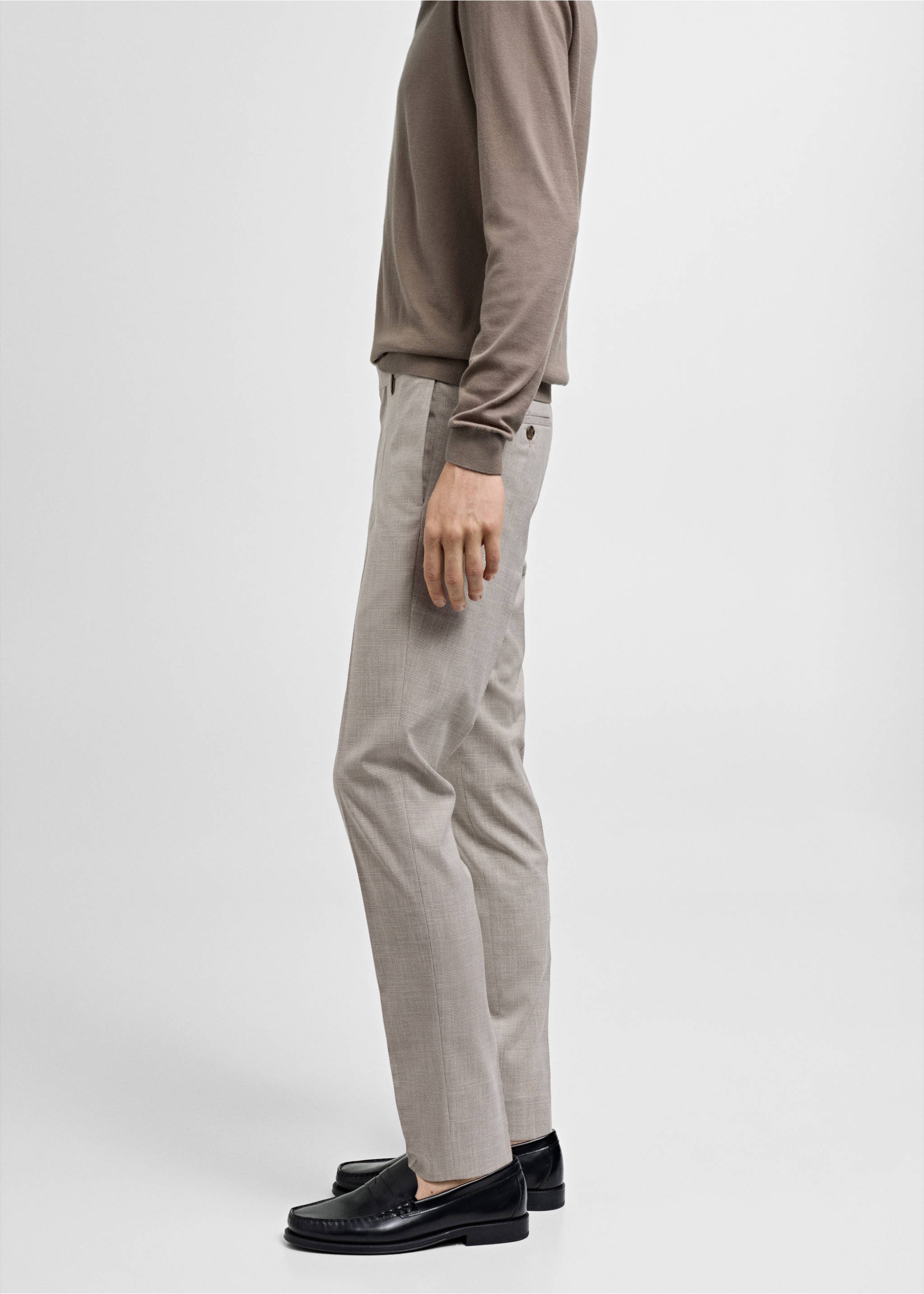 Super Slim Fit-Anzughose aus Stretchstoff - Detail des Artikels 2, Hellgrau meliert. Ref: 77000581-00.