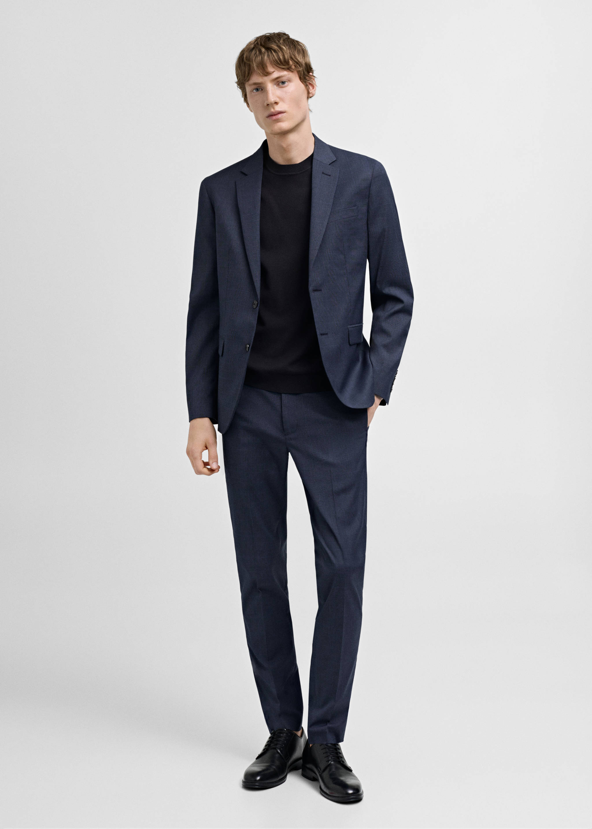 Stretch fabric super slim-fit suit trousers - General plane