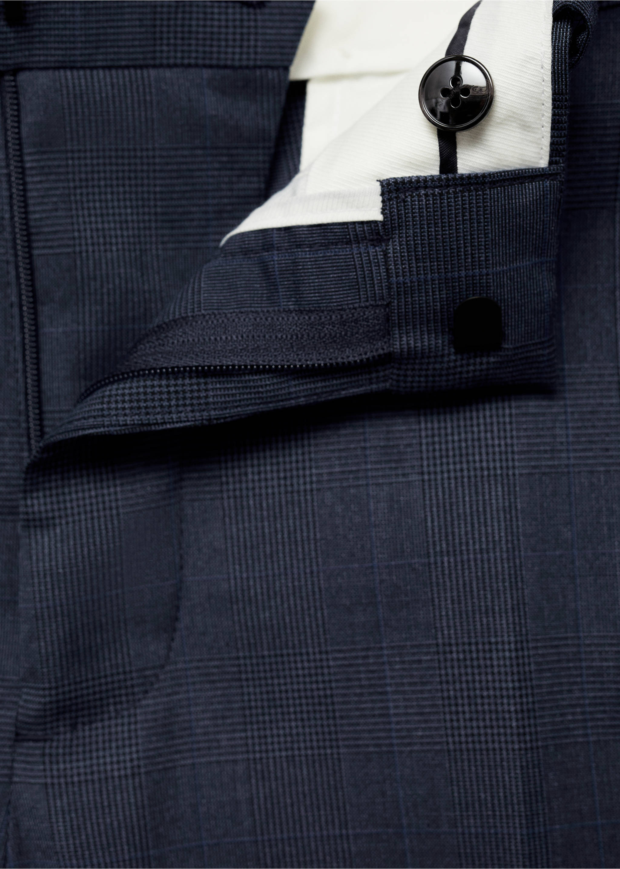 Super Slim Fit-Anzughose aus Stretchstoff - Detail des Artikels 8, Indigoblau. Ref: 77000582-00.