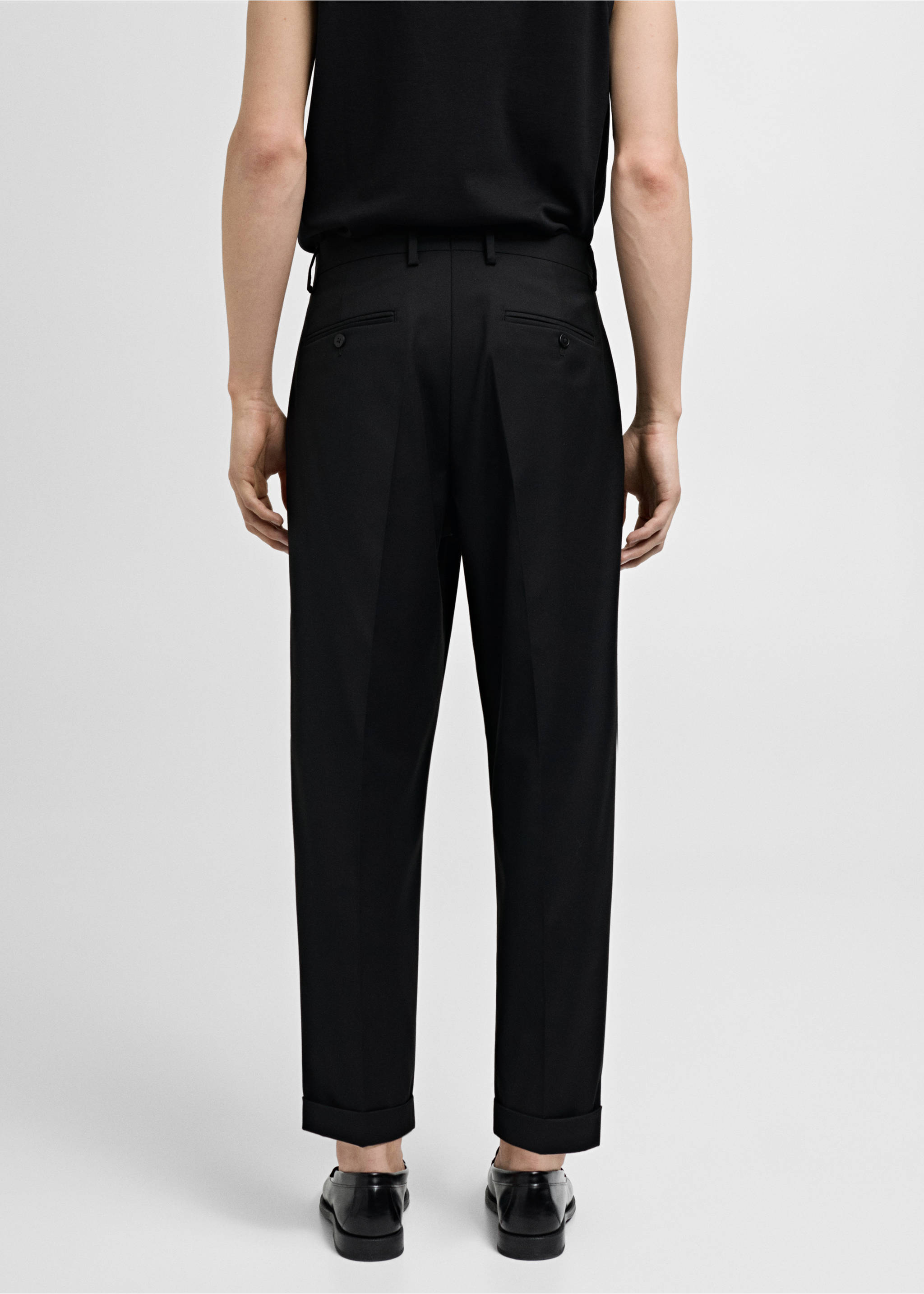 Regular fit suit trousers - Reverse of the article, Black. Ref: 77000584-00.
