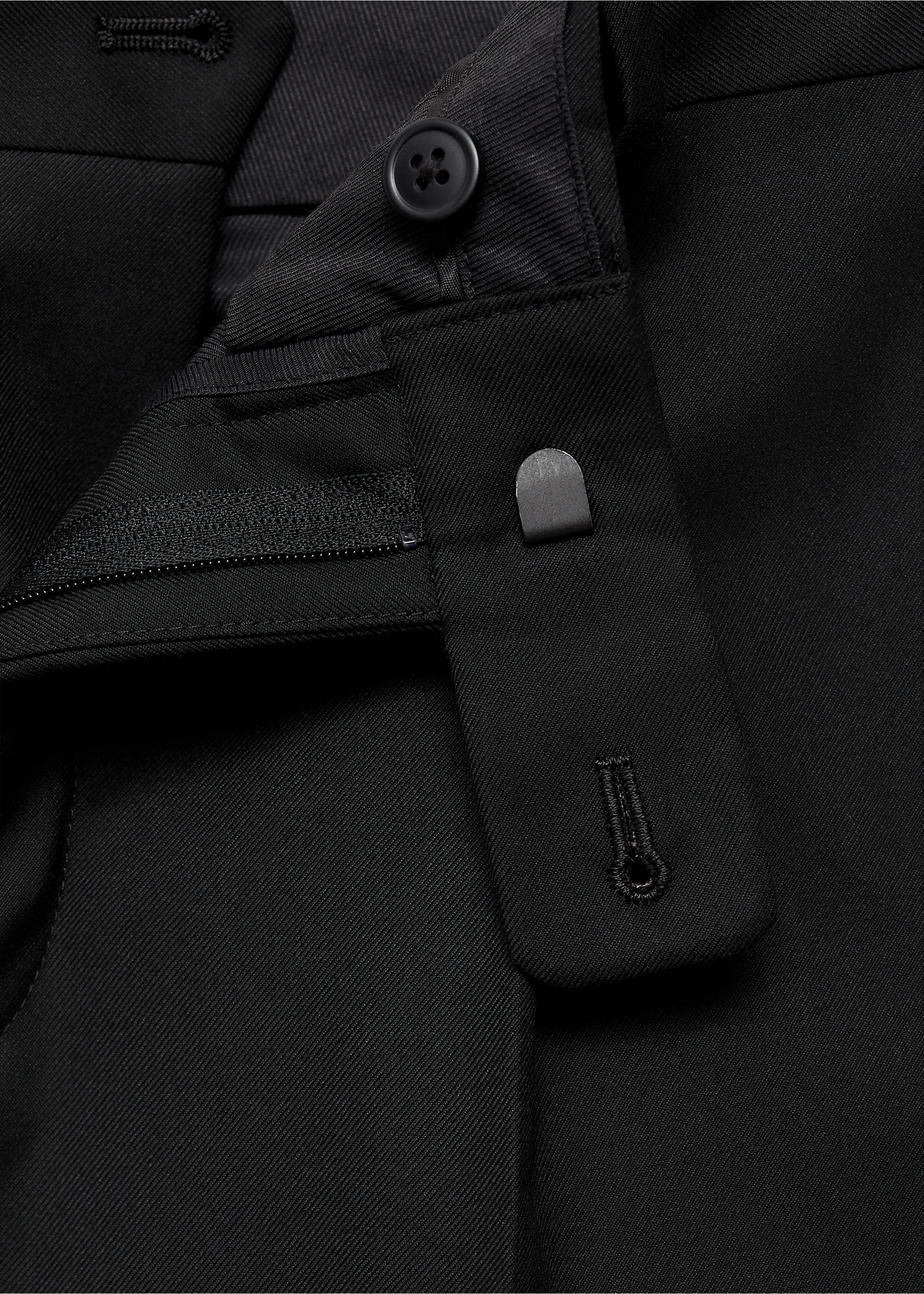 Regular fit suit trousers - Details of the article 8, Black. Ref: 77000584-00.