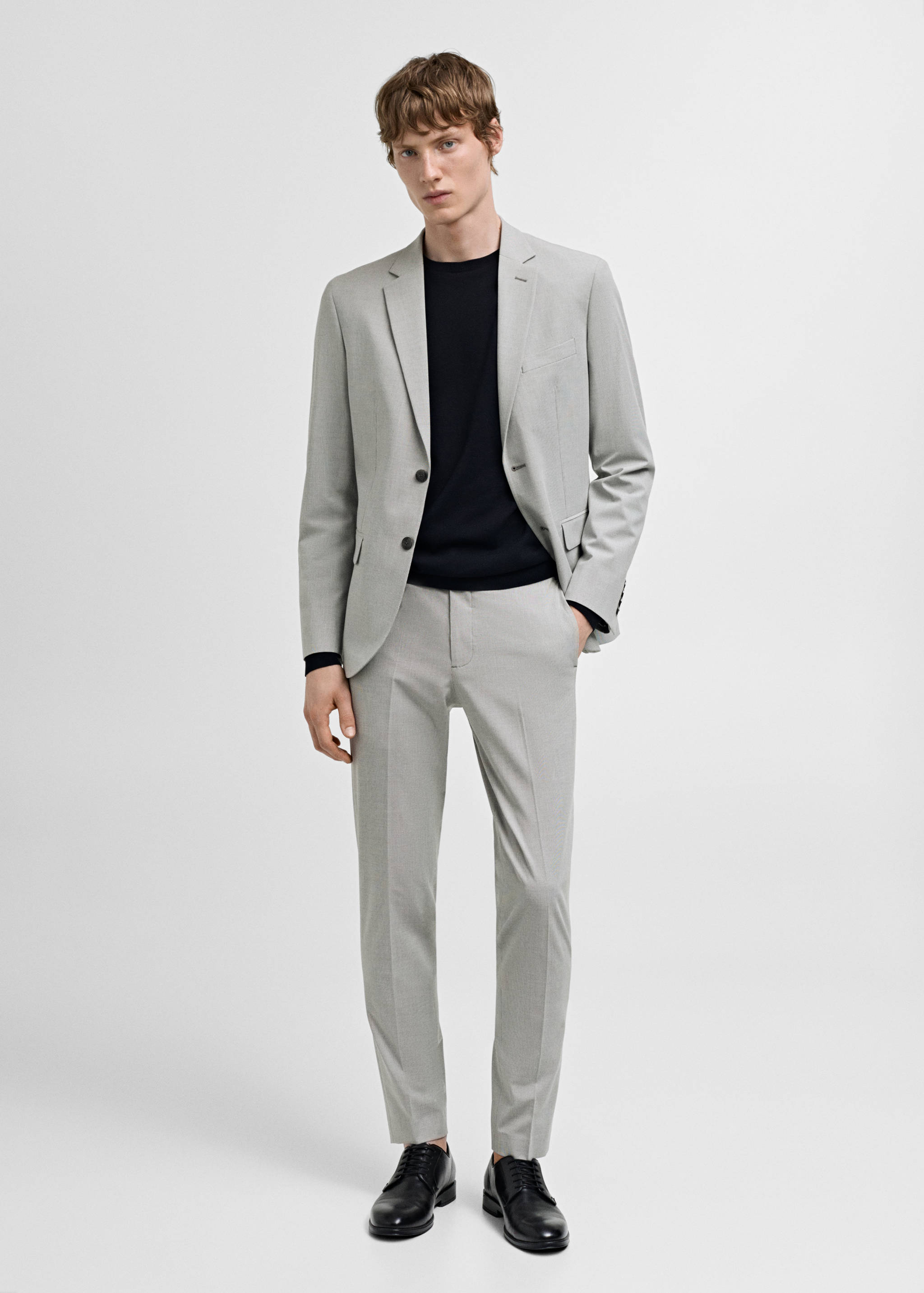Stretch fabric super slim-fit suit trousers - General plane