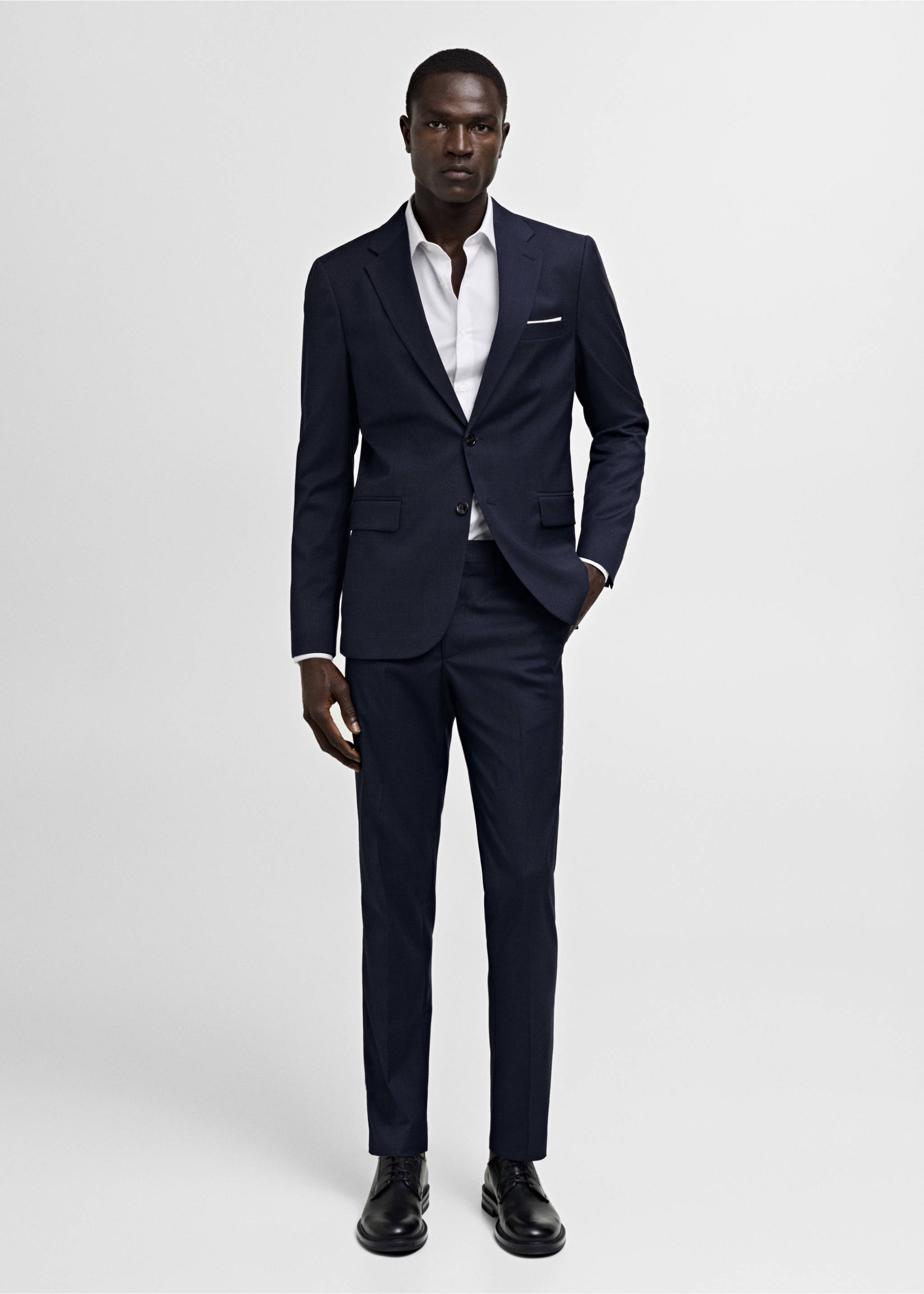 Milan slim-fit suit trousers - General plane, Dark Navy. Ref: 77000587-00.