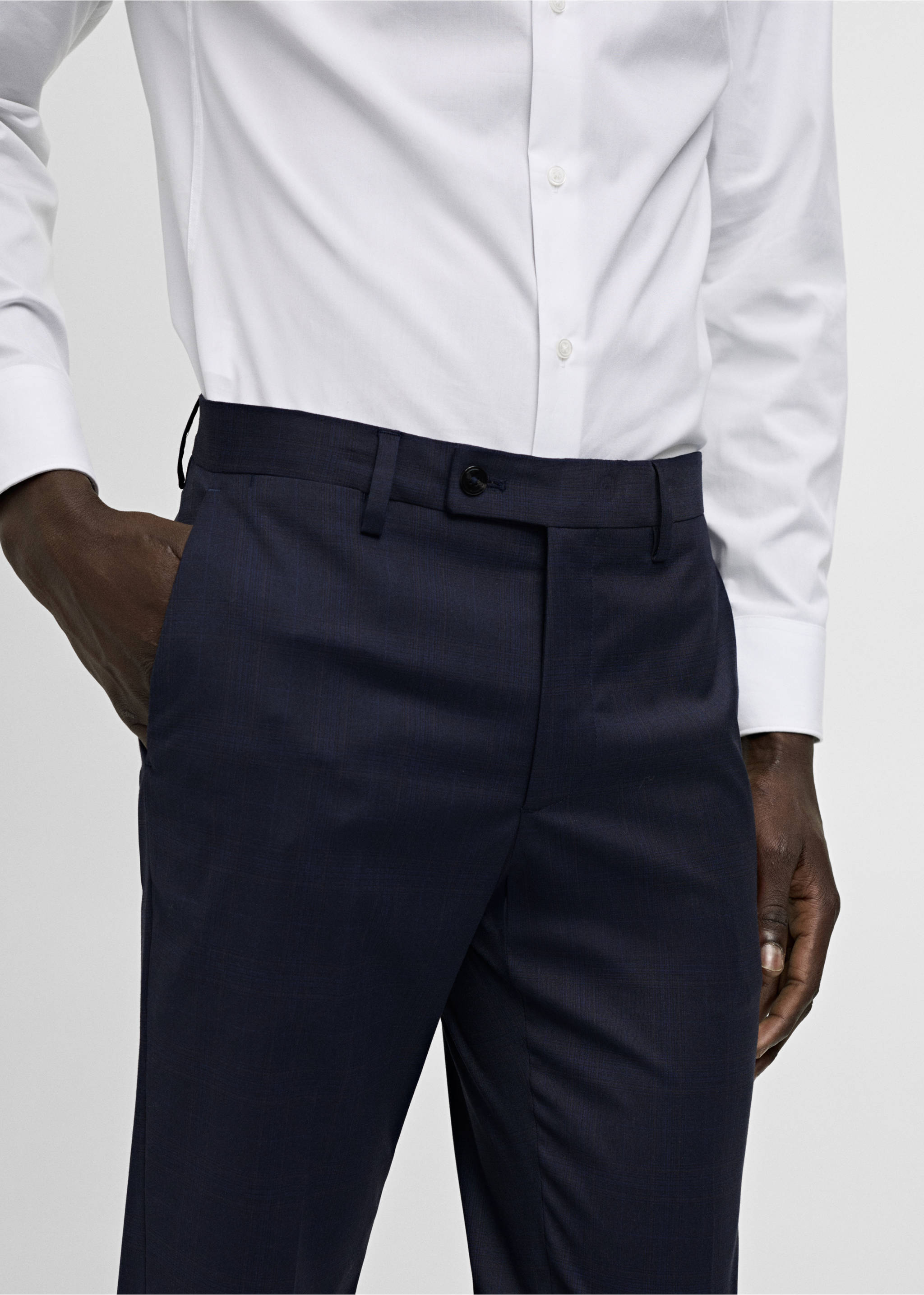 Milan slim-fit suit trousers - Details of the article 3, Dark Navy. Ref: 77000587-00.