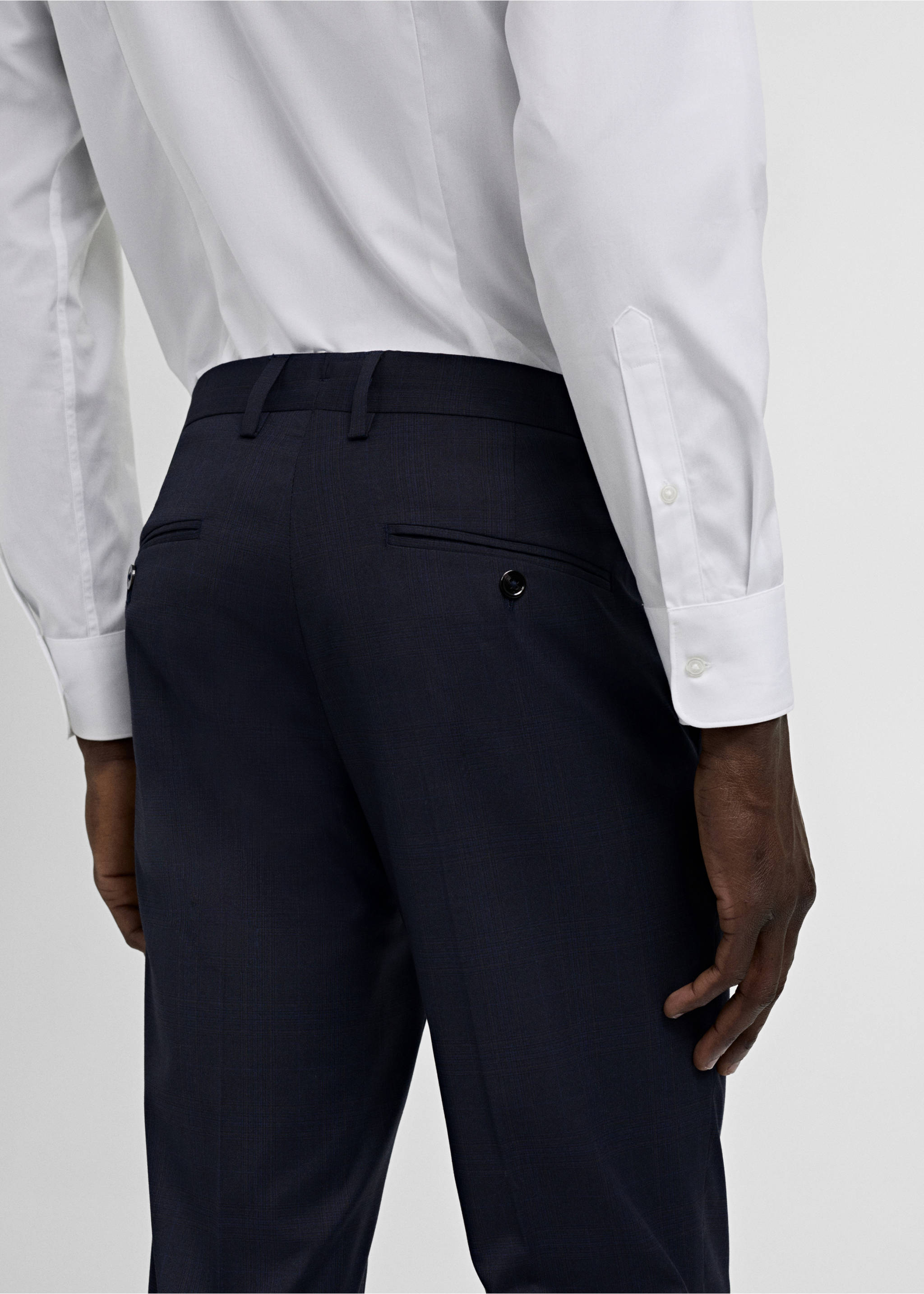 Milan slim-fit suit trousers - Details of the article 2, Dark Navy. Ref: 77000587-00.