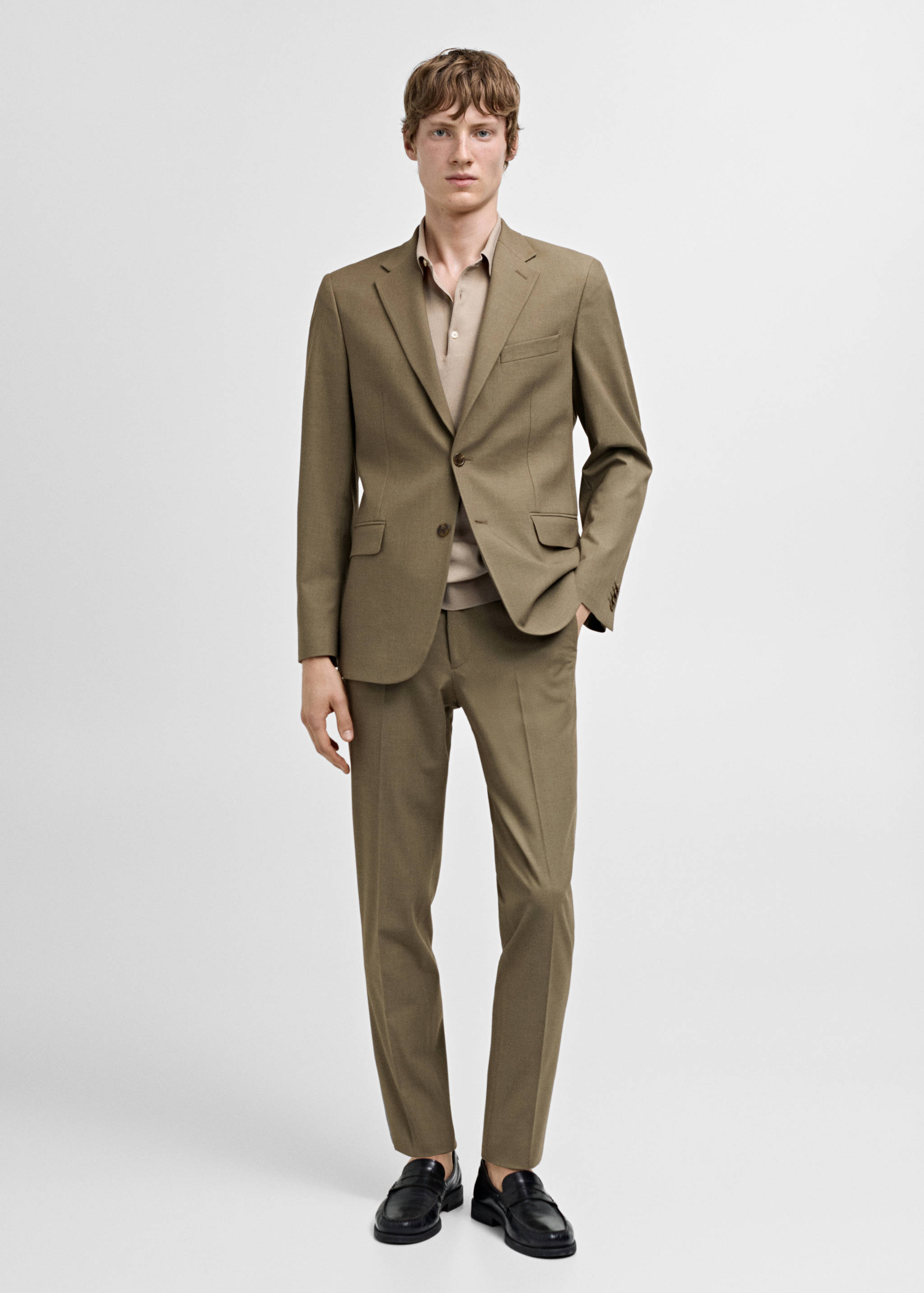 Stretch-fabric slim-fit suit trousers - General plane