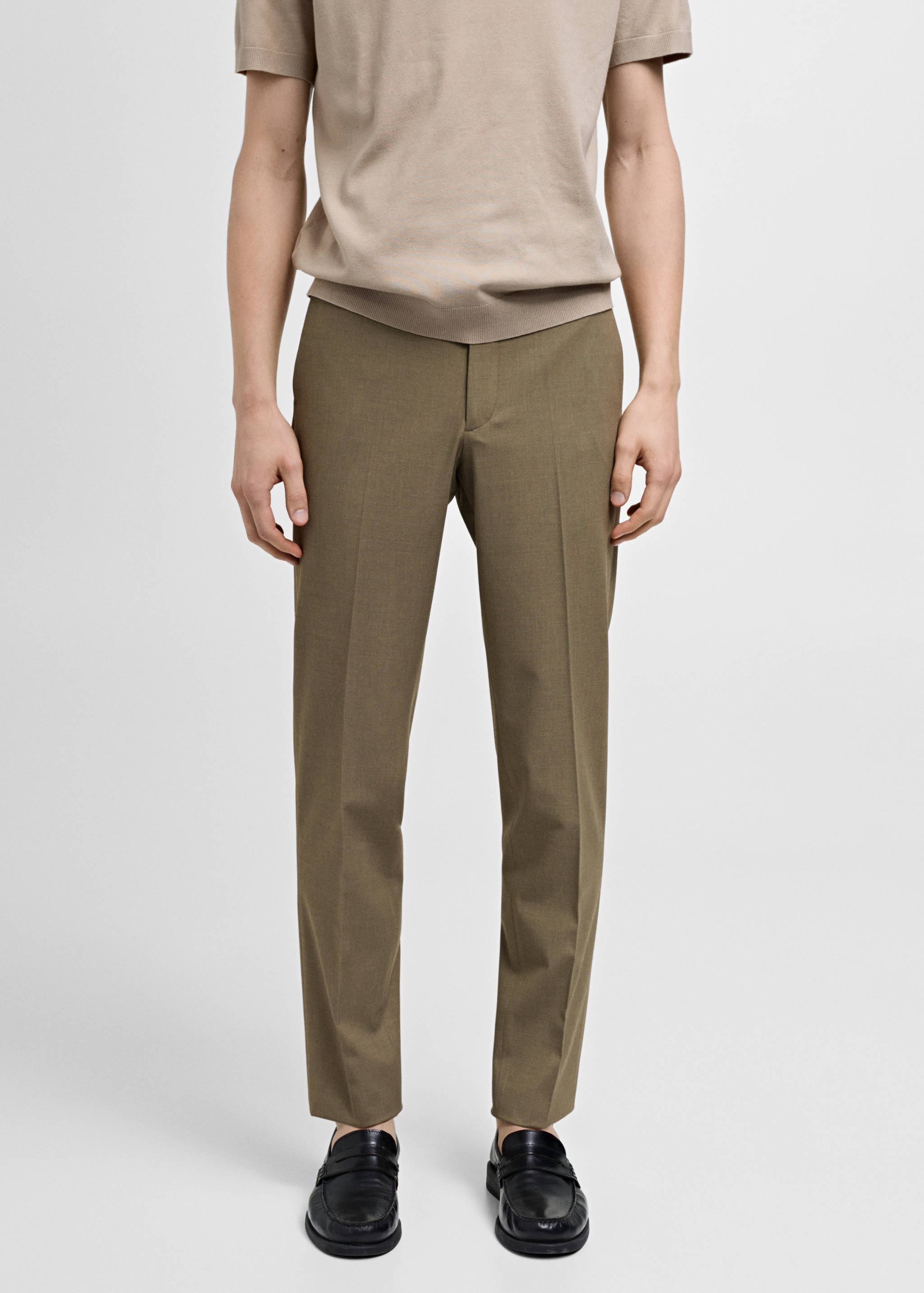 Stretch-fabric slim-fit suit trousers - Medium plane