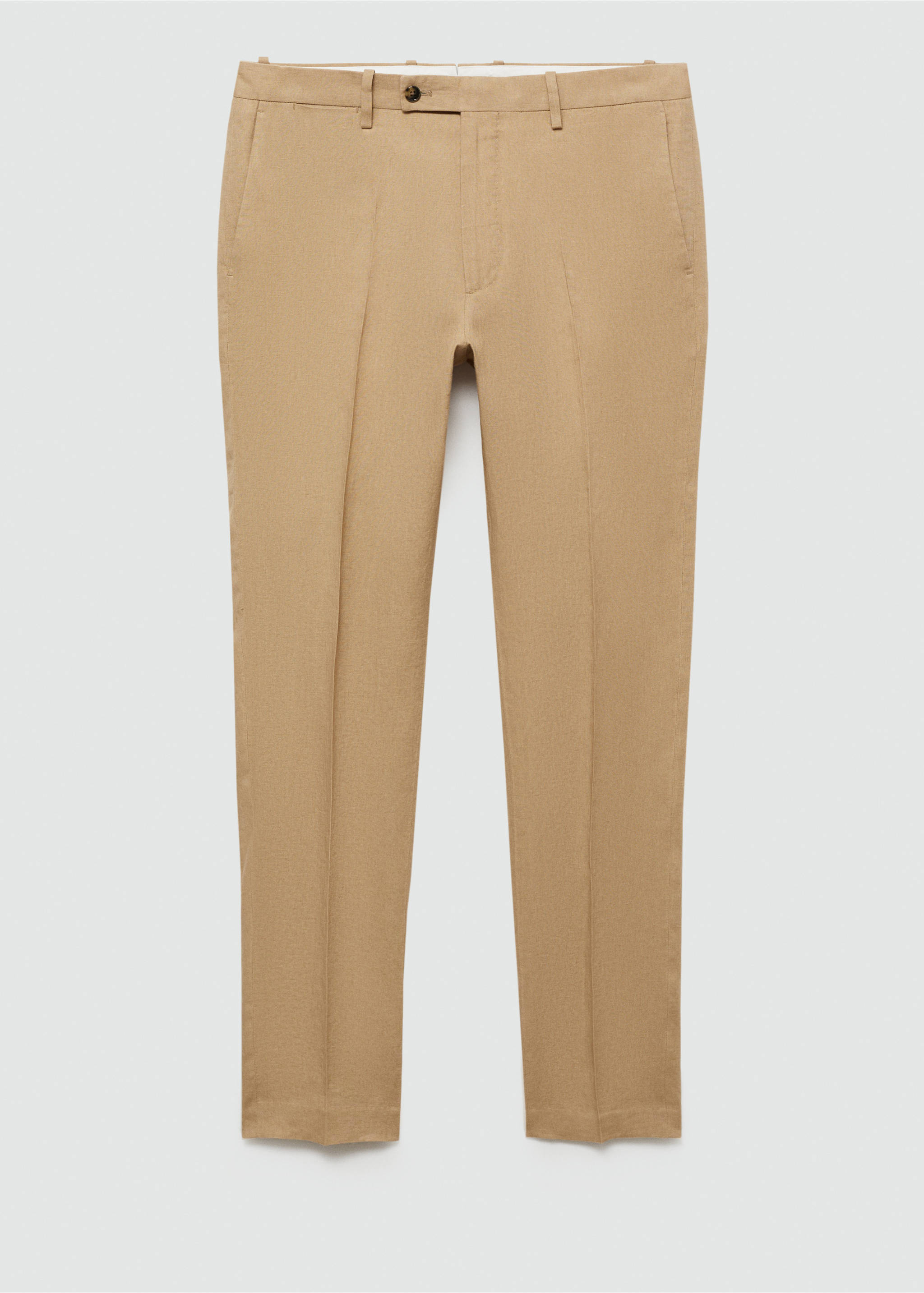Slim-Fit-Anzughose aus 100 % Leinen - Artikel ohne Model, Mittelbraun. Ref: 77000591-00.