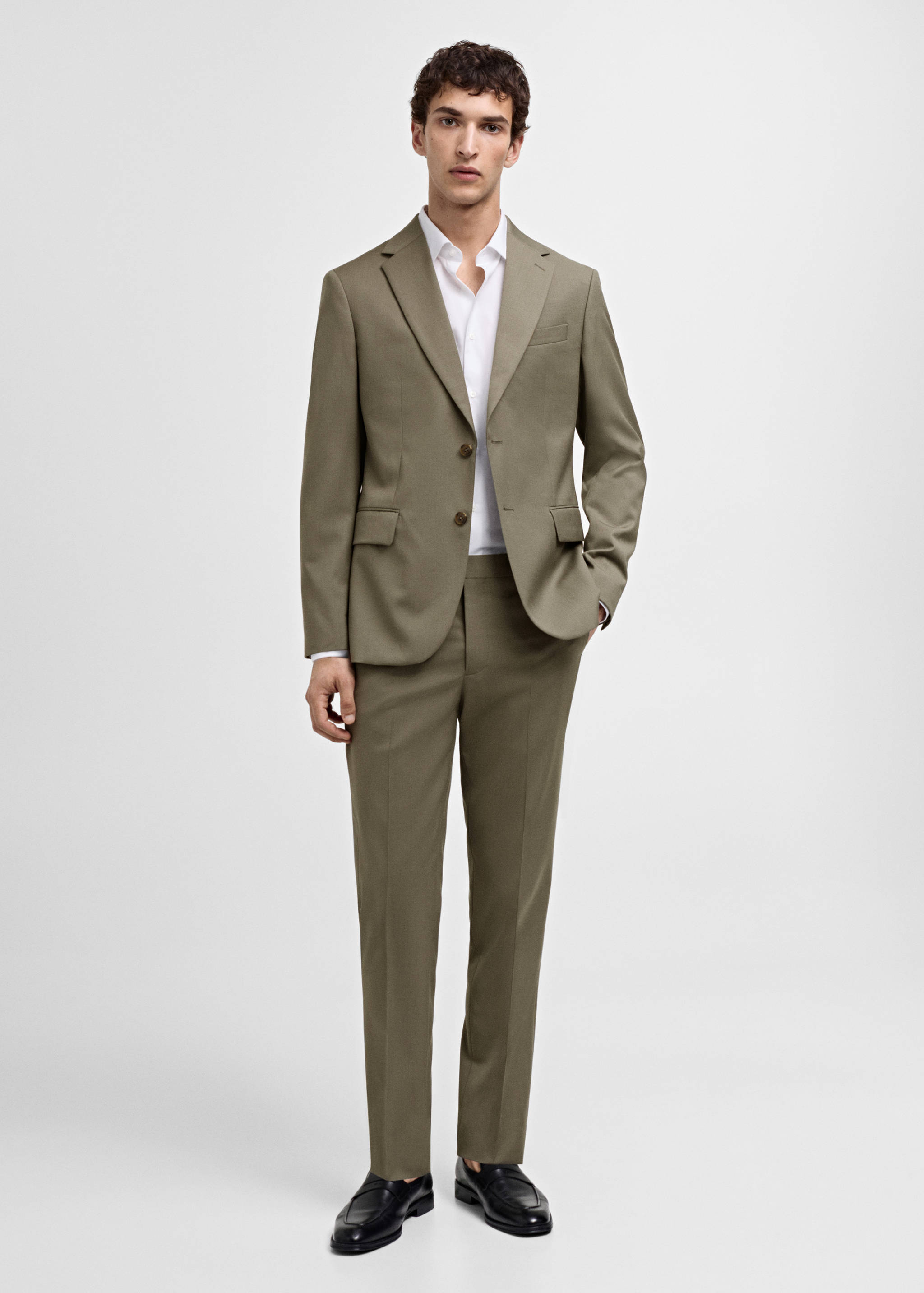 100% virgin wool slim-fit suit trousers - General plane