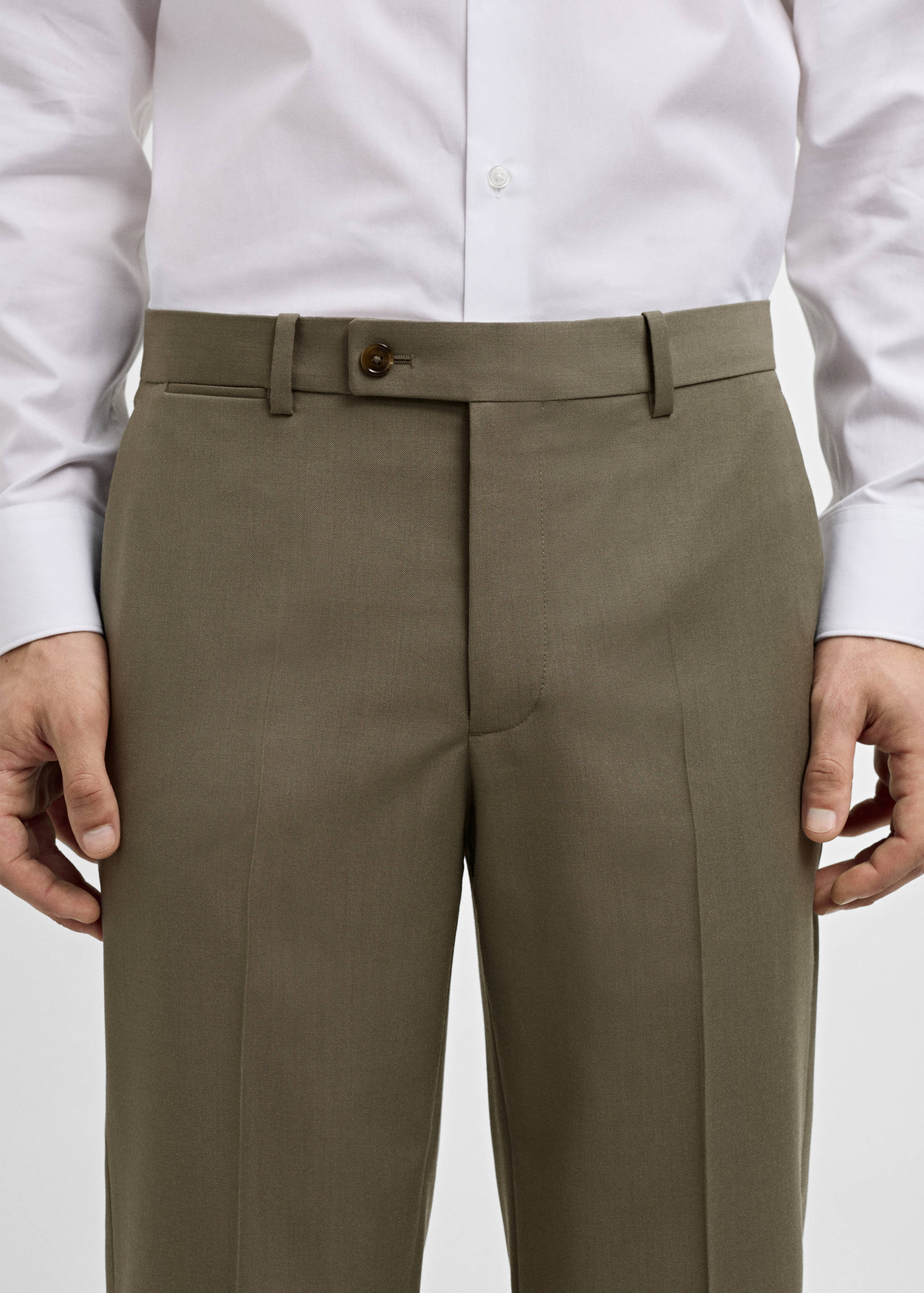 100% virgin wool slim-fit suit trousers - Details of the article 1