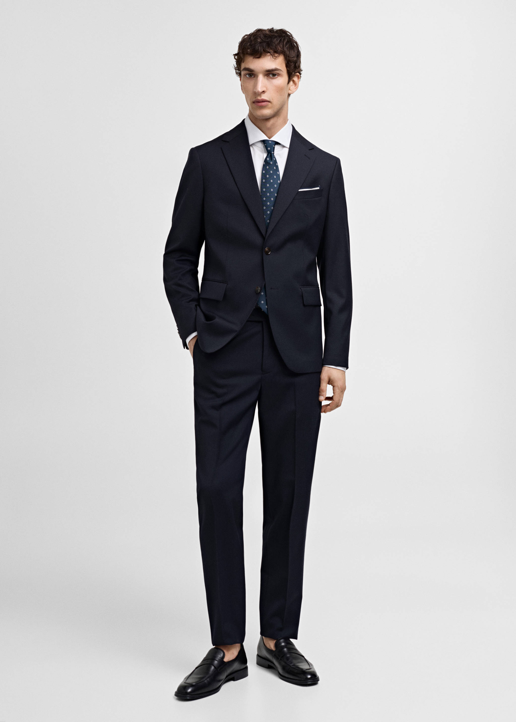 100% virgin wool slim-fit suit trousers - General plane