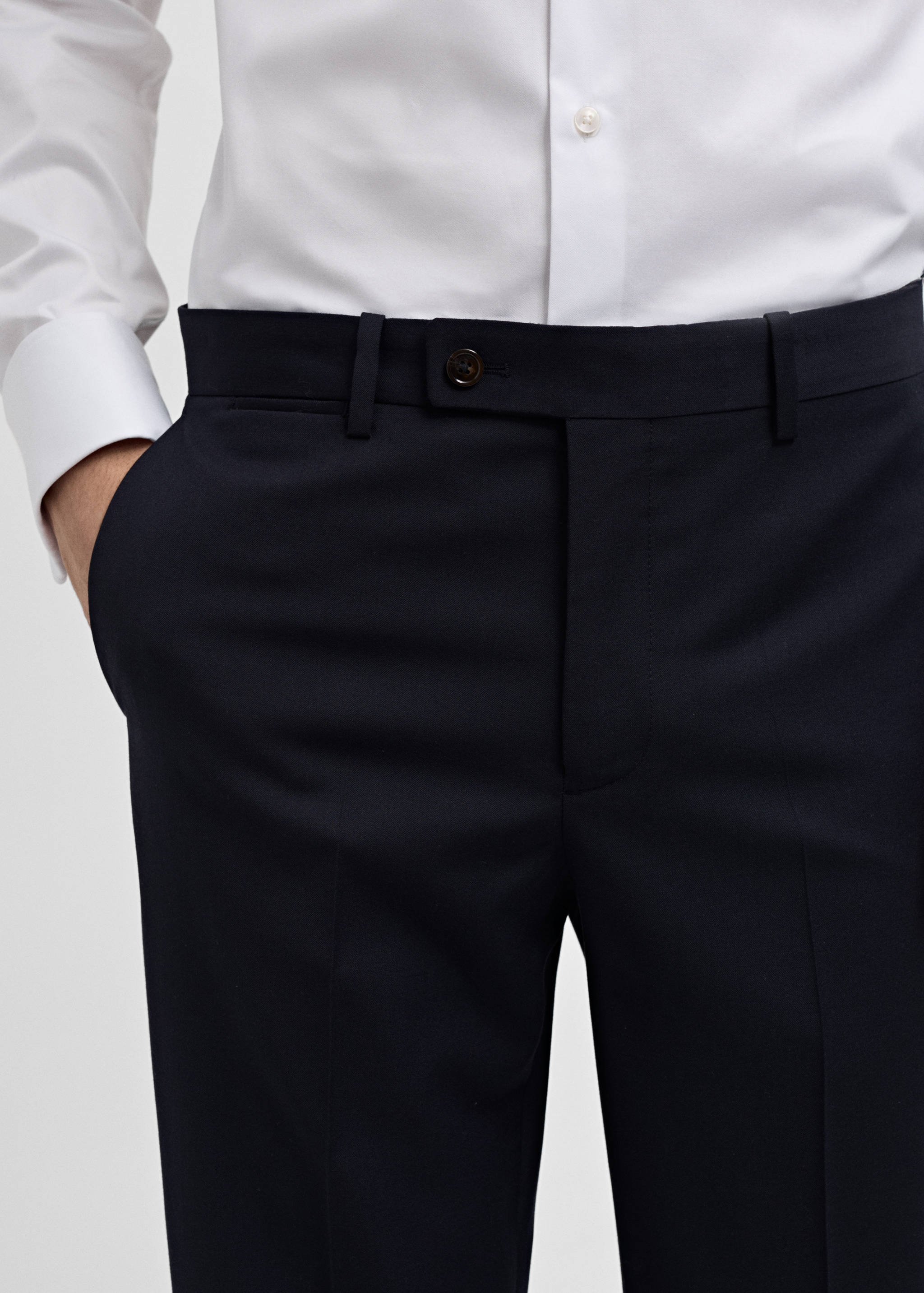 100% virgin wool slim-fit suit trousers - Details of the article 1