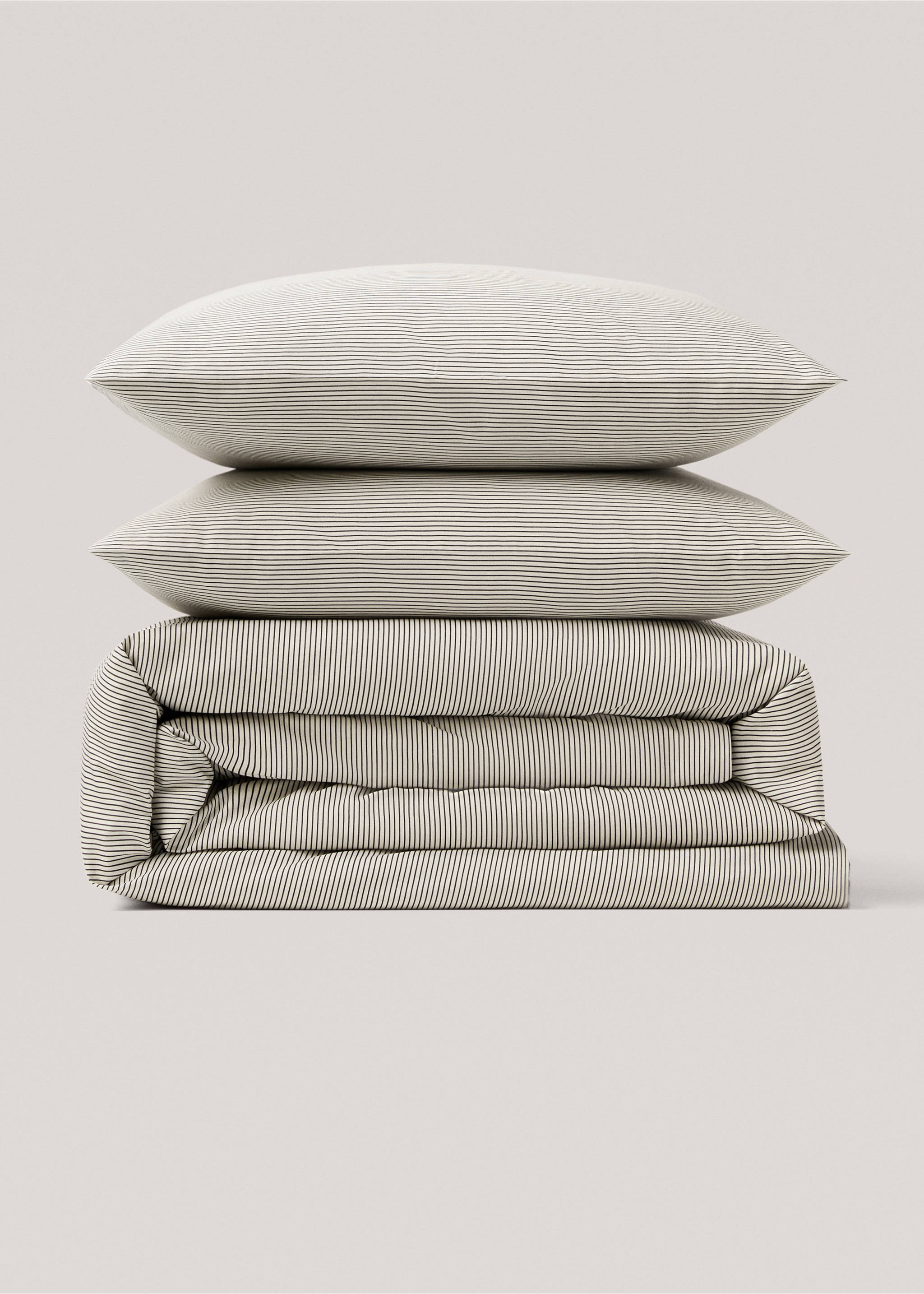 Multi-striped two-tone design duvet cover for king bed - Article without model, Beige. Ref: 77000600-00.