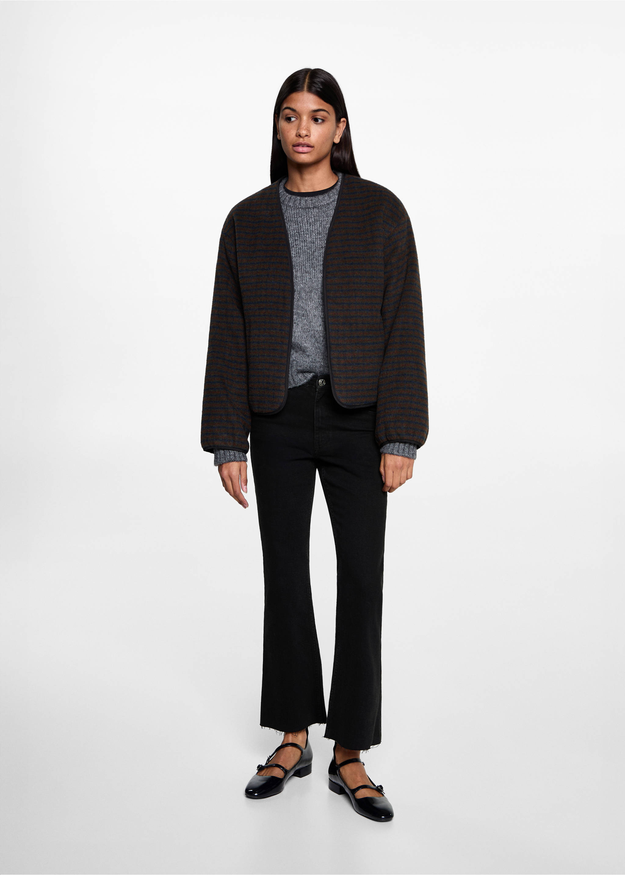 Jean flare crop - Plan général, Noir. Ref: 77000618-00.