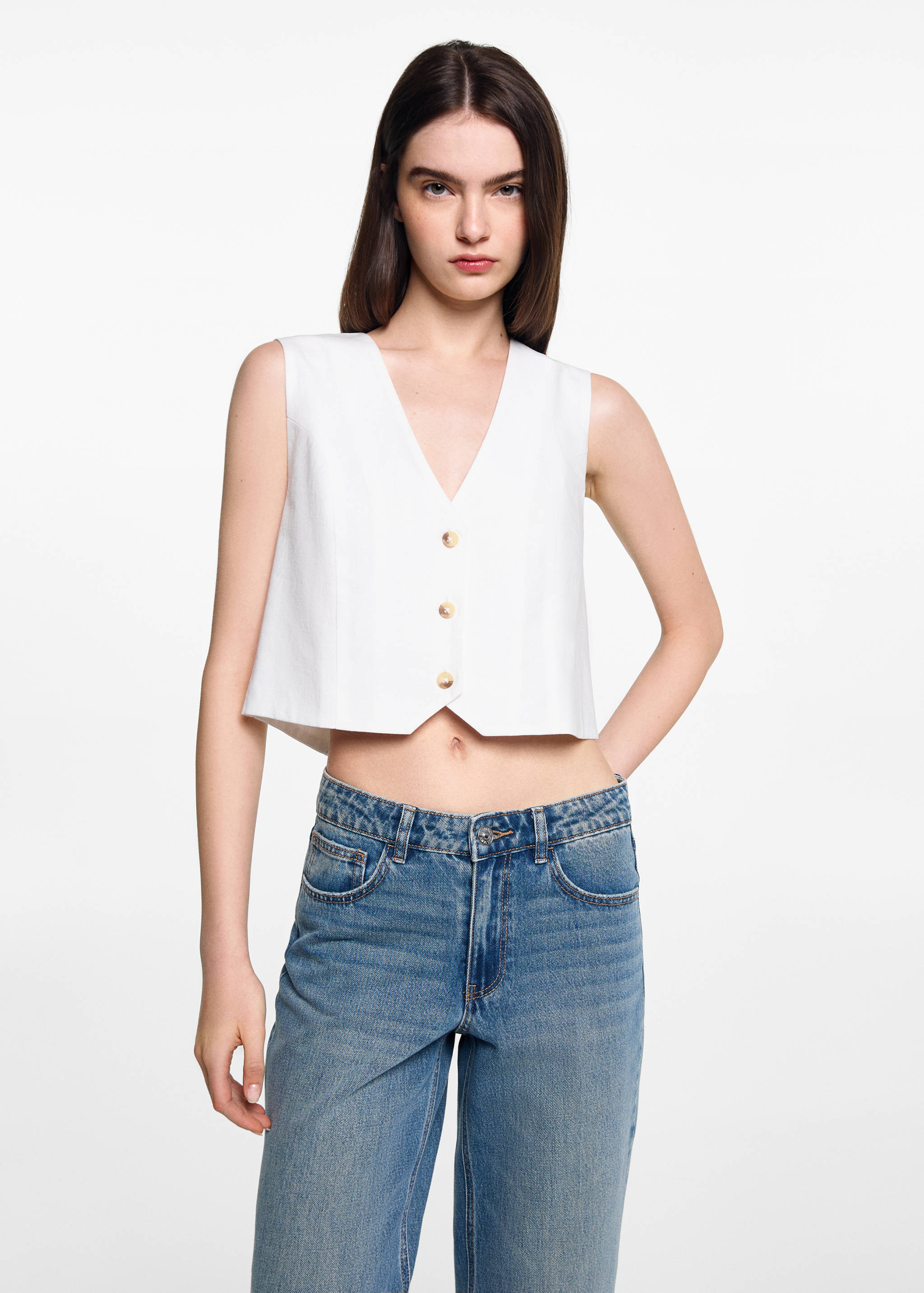 Raka jeans medium midja - Bild av mittparti