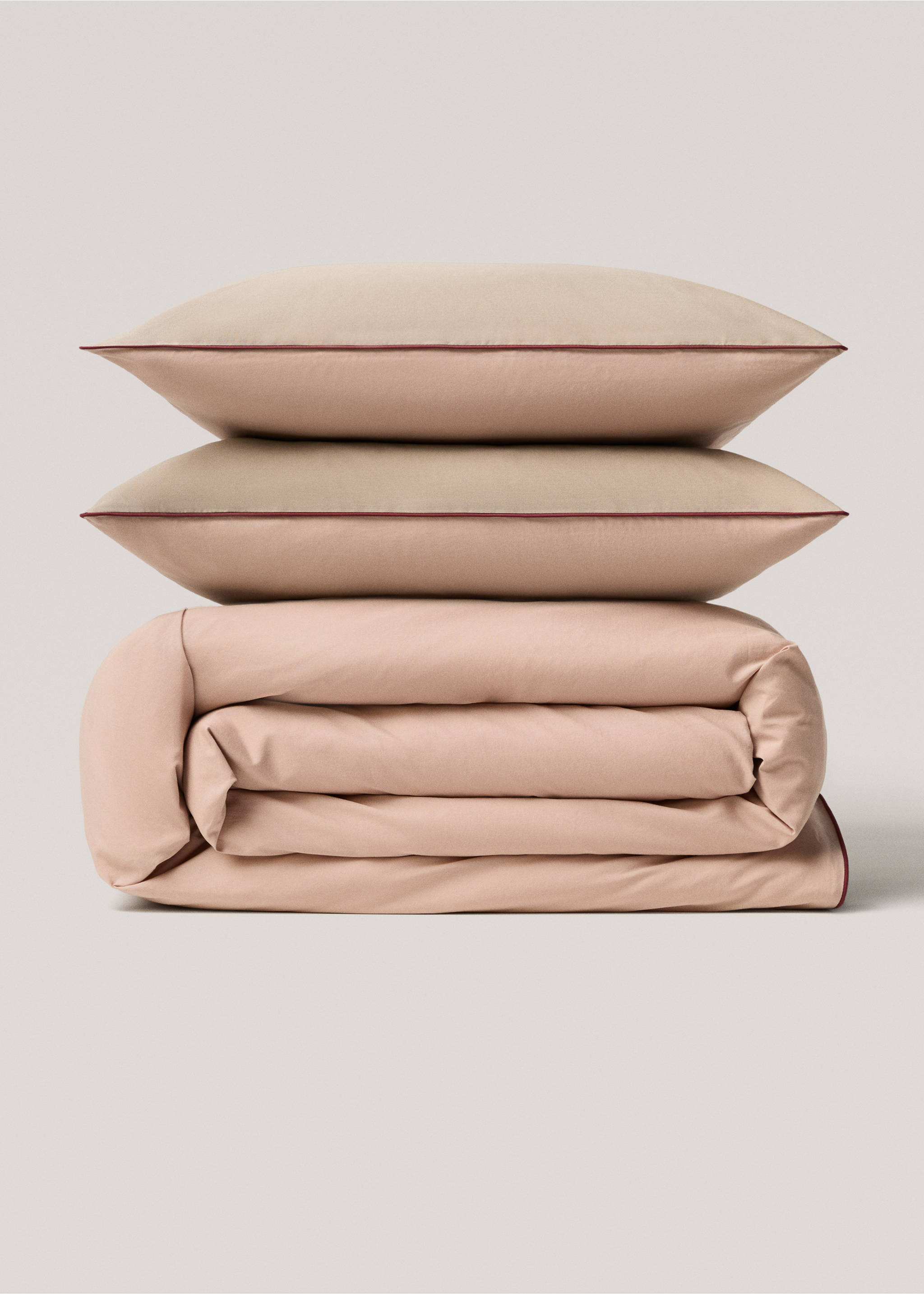 Two-tone reversible duvet cover for 150cm bed - Details of the article 1, Pink. Ref: 77000627-00.