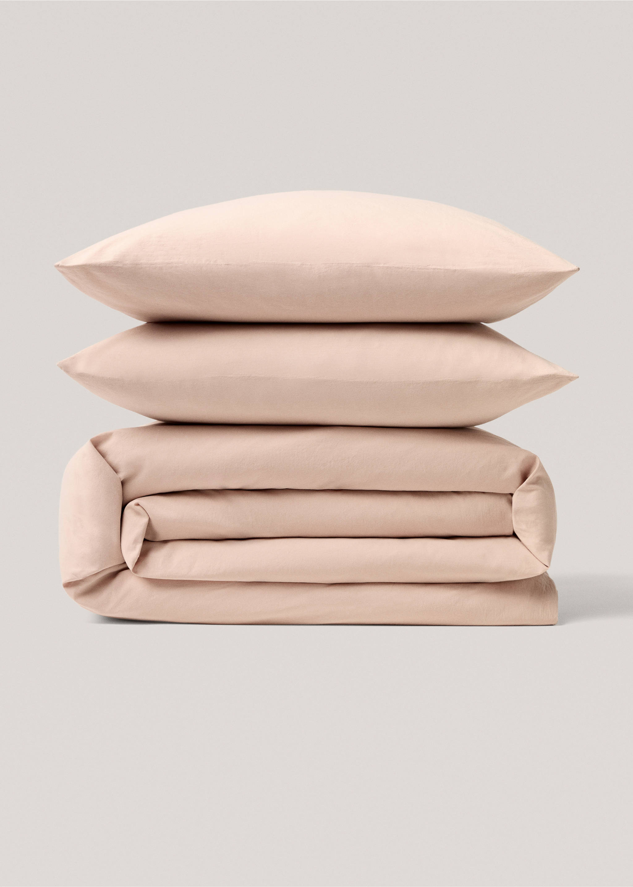 Washed cotton duvet cover for king bed - Article without model, Light Pink. Ref: 77000630-00.