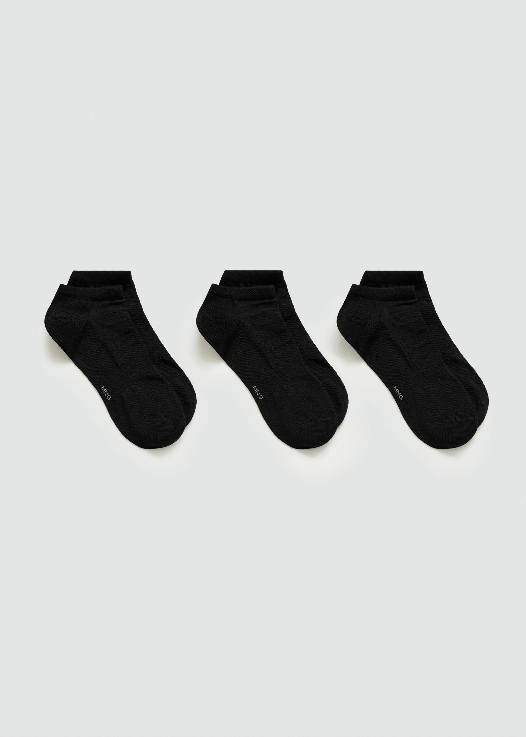 Pack of 3 plain cotton socks - Article without model, Black. Ref: 77000638-00.