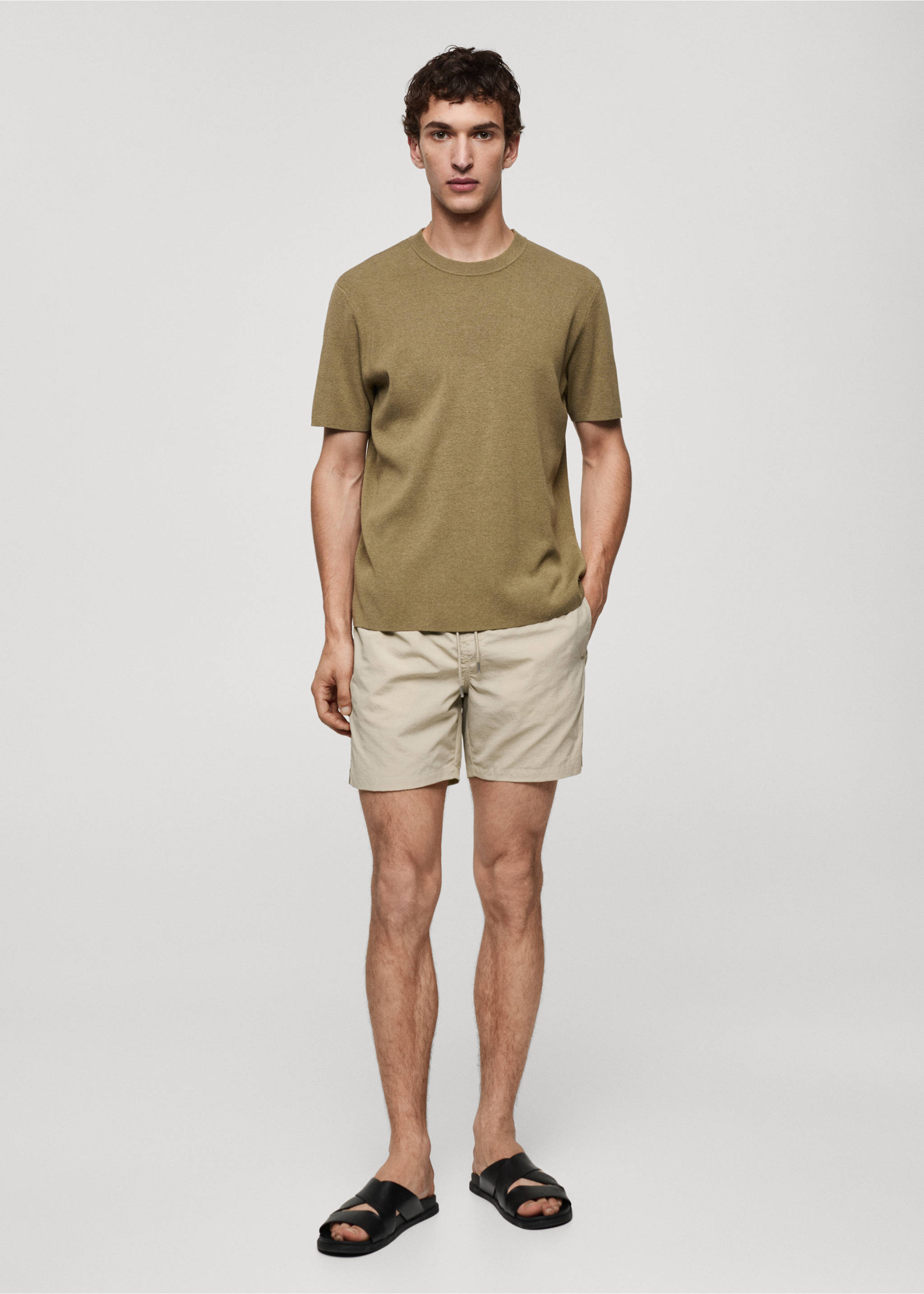 Maillot de bain uni cordon - Plan général, Sable. Ref: 77000643-00.