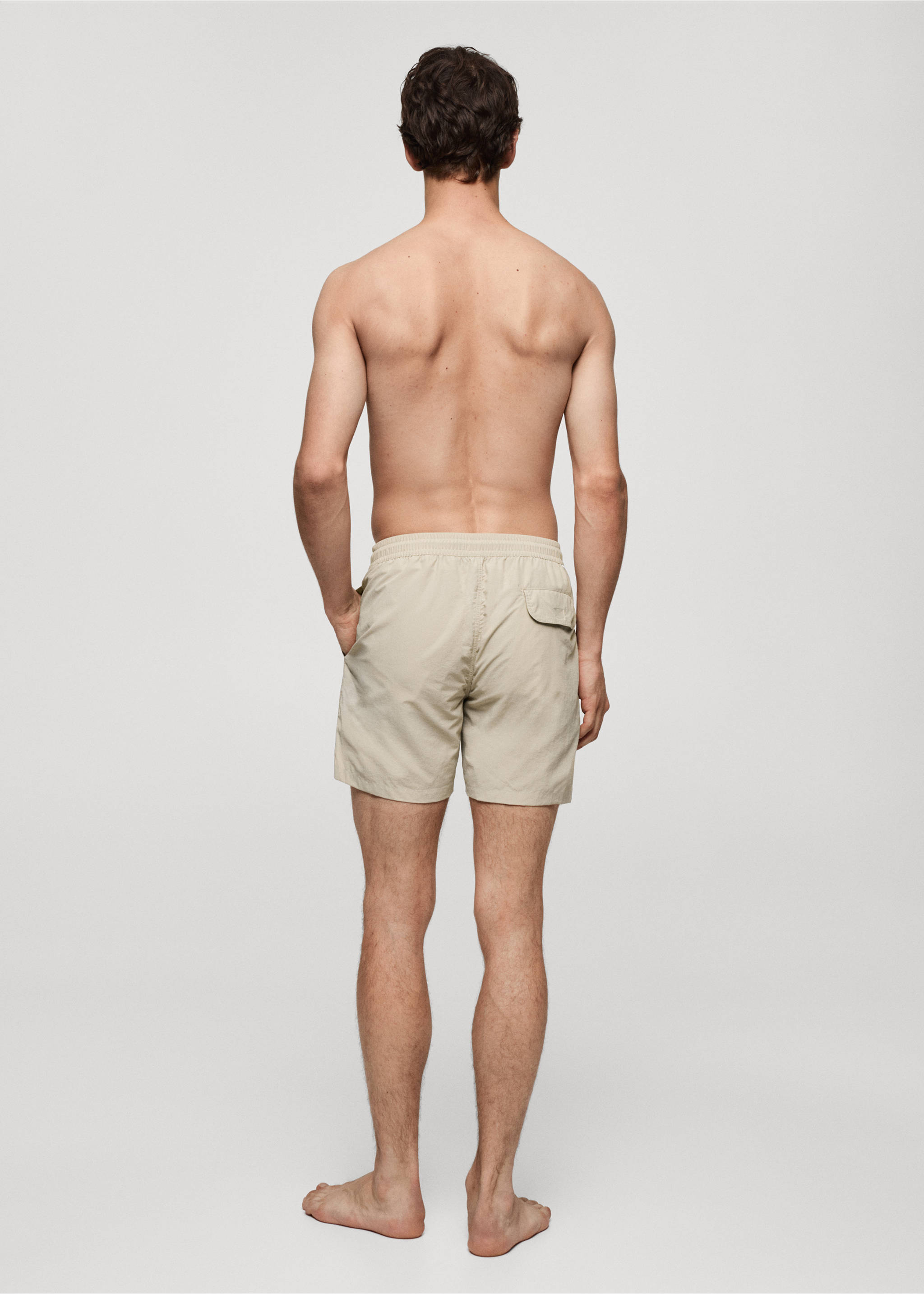 Maillot de bain uni cordon - Verso de l’article, Sable. Ref: 77000643-00.
