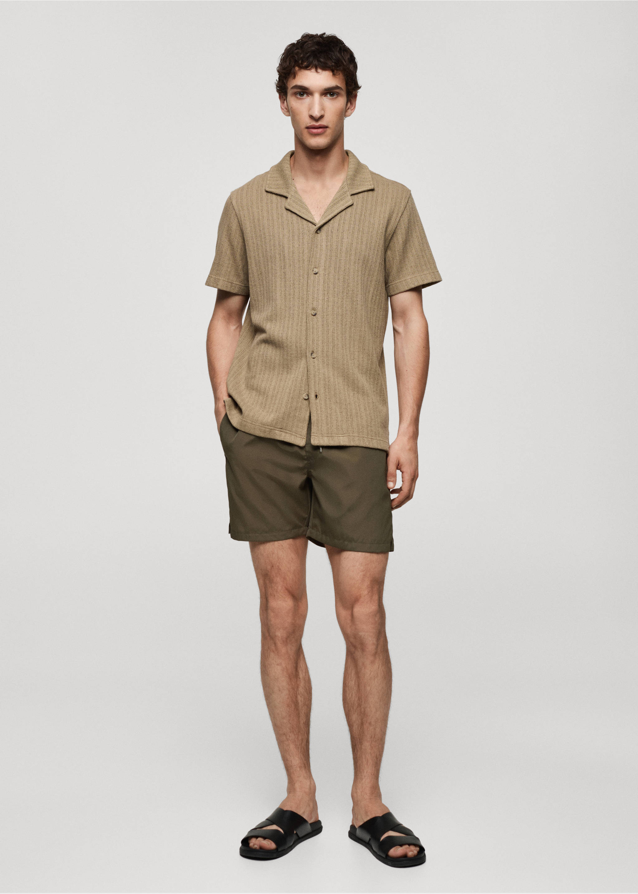 Maillot de bain uni cordon - Plan général, Vert foncé. Ref: 77000643-00.