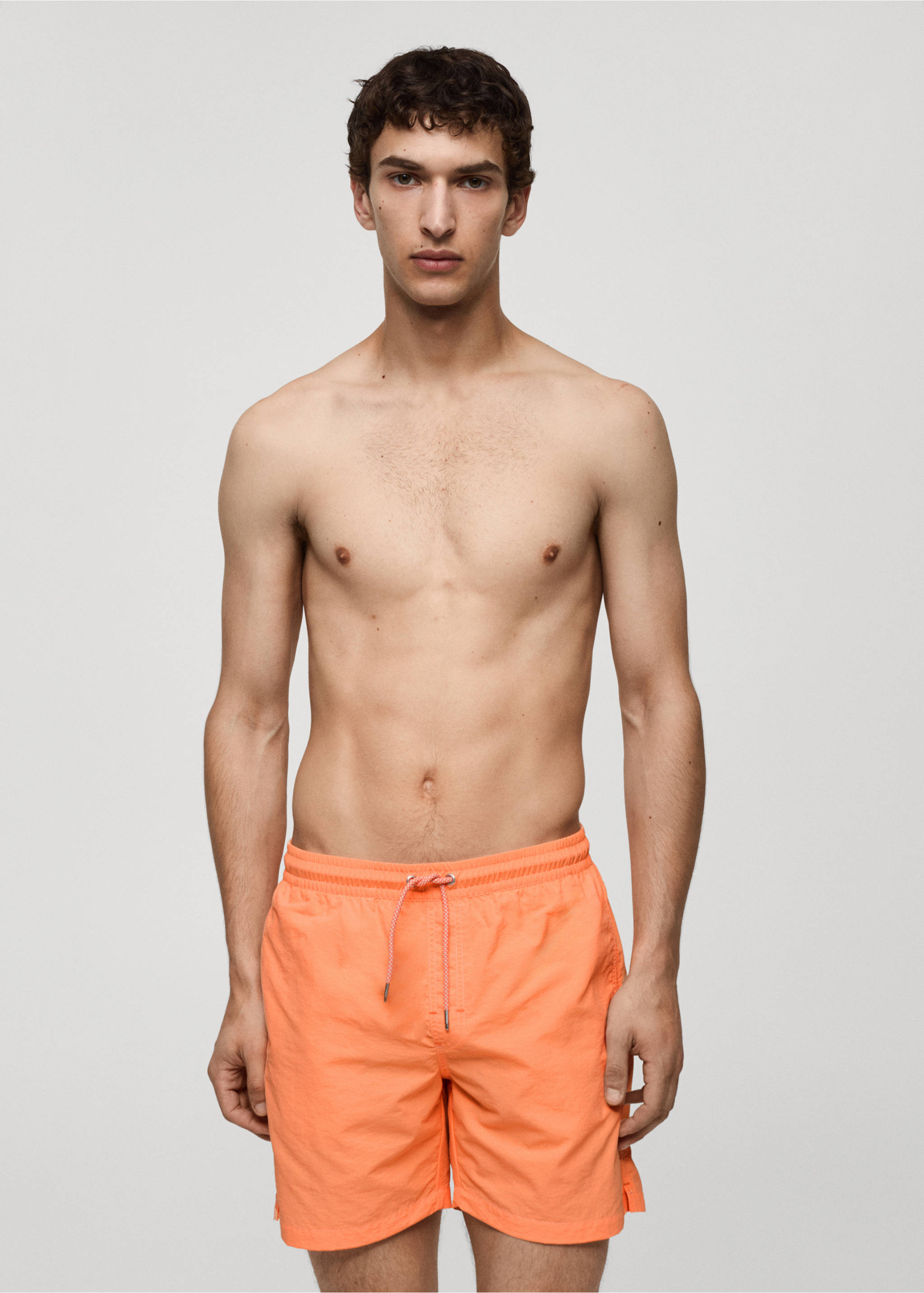 Maillot de bain uni cordon - Plan moyen, Orange fluo. Ref: 77000644-00.