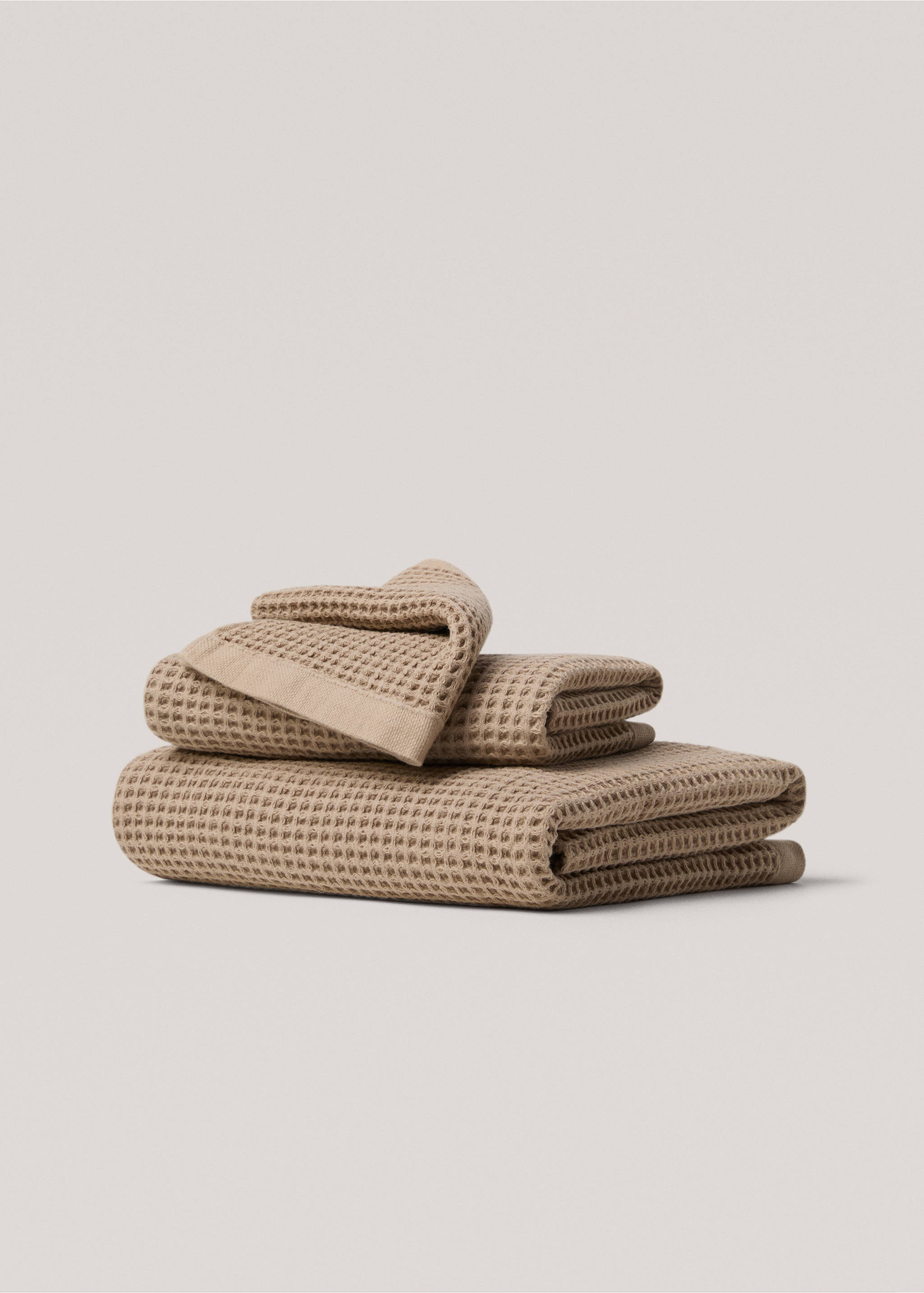 Cotton waffle washbasin towel - Article without model, Brown. Ref: 77000650-00.